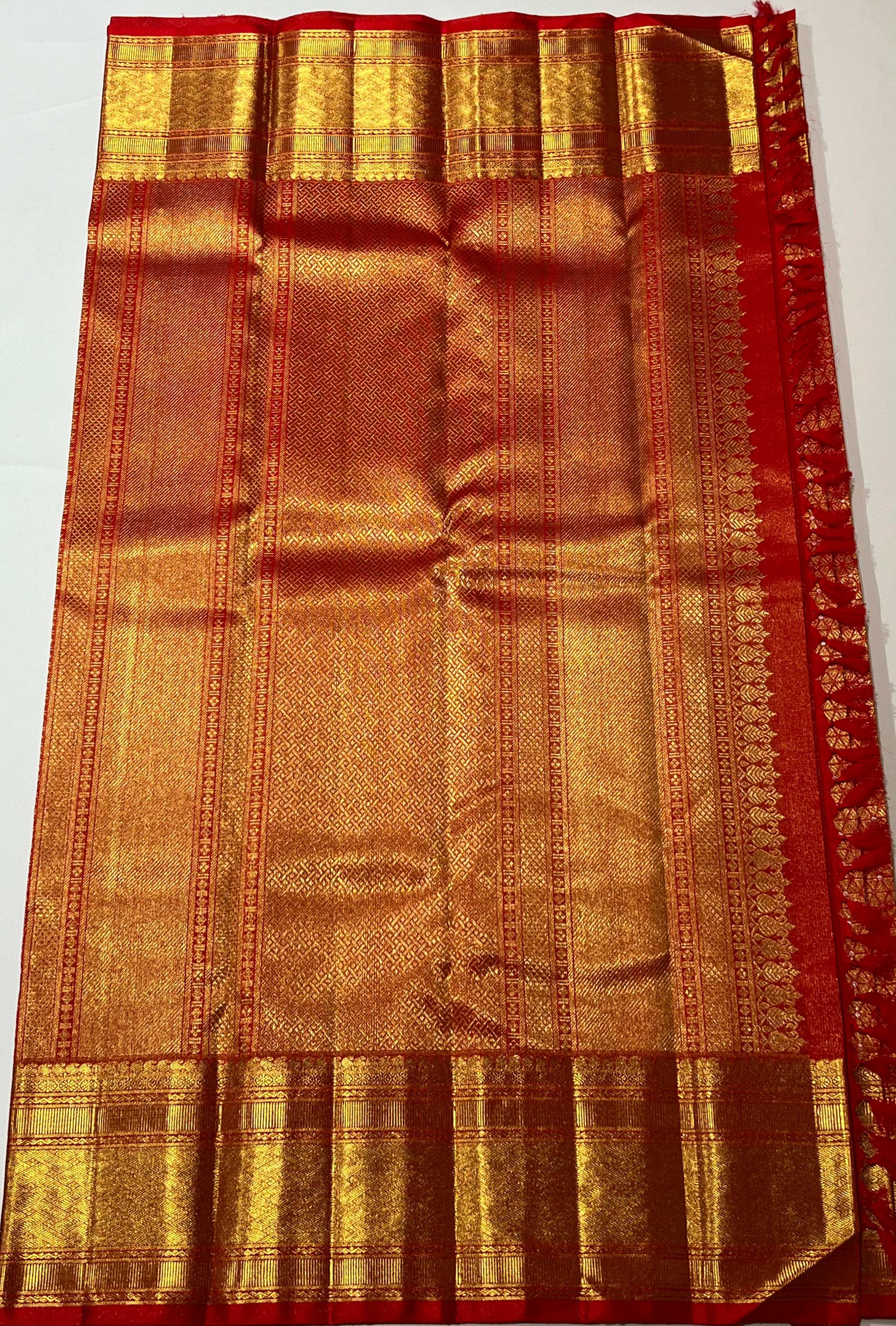 Red and golden kanjeevaram silk saree