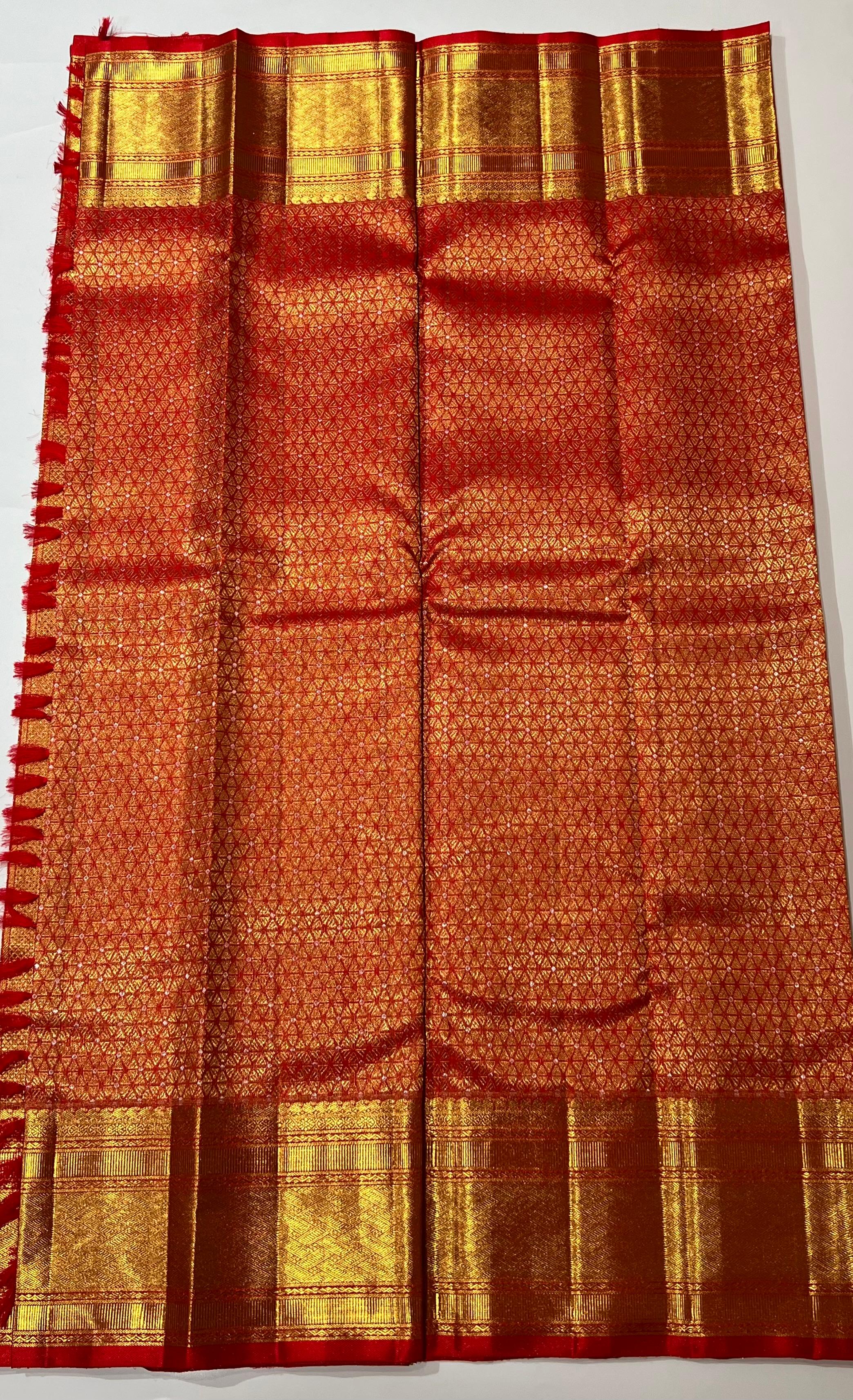 Red and golden kanjeevaram silk saree