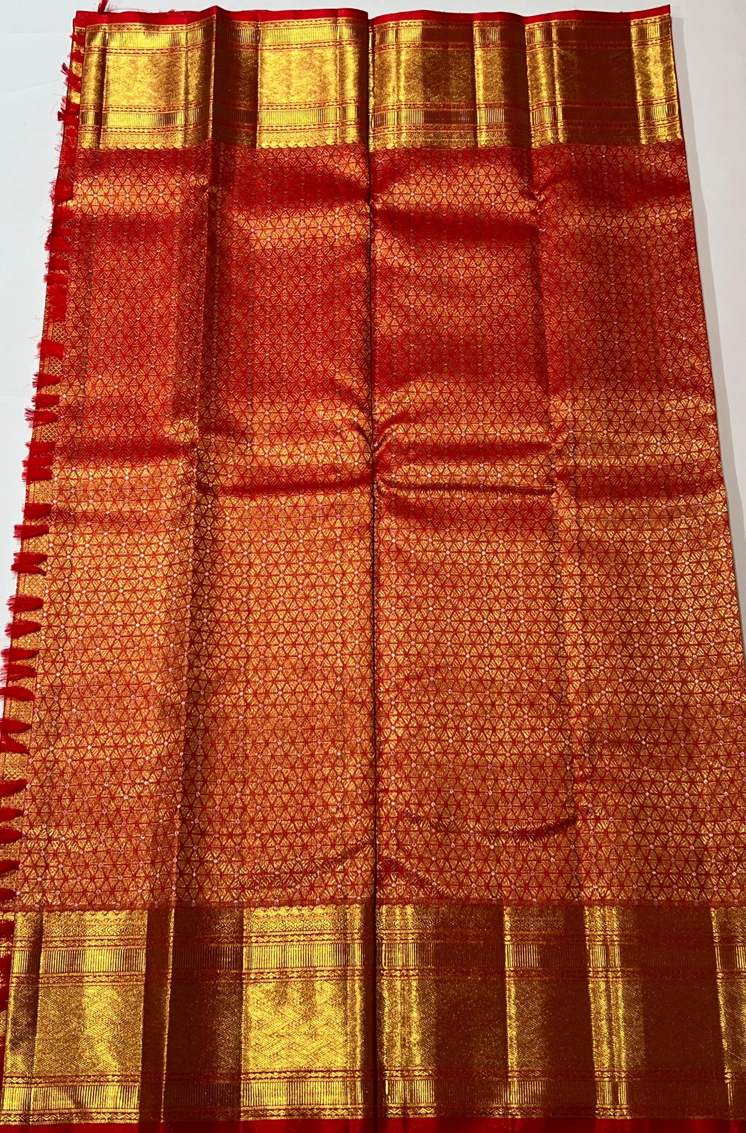 Red and golden kanjeevaram silk saree