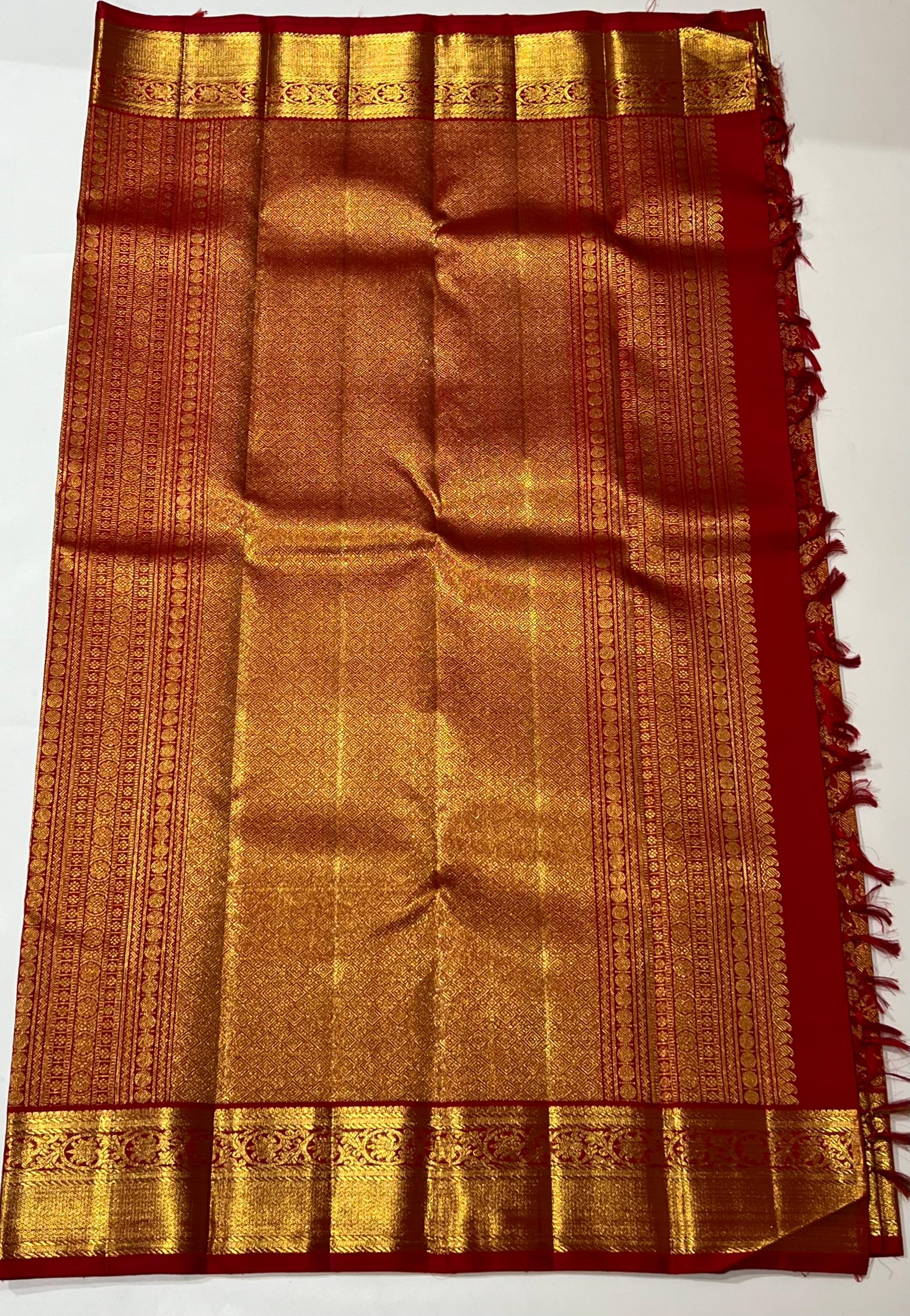 Animal design Red and golden Kanjeevaram silk saree