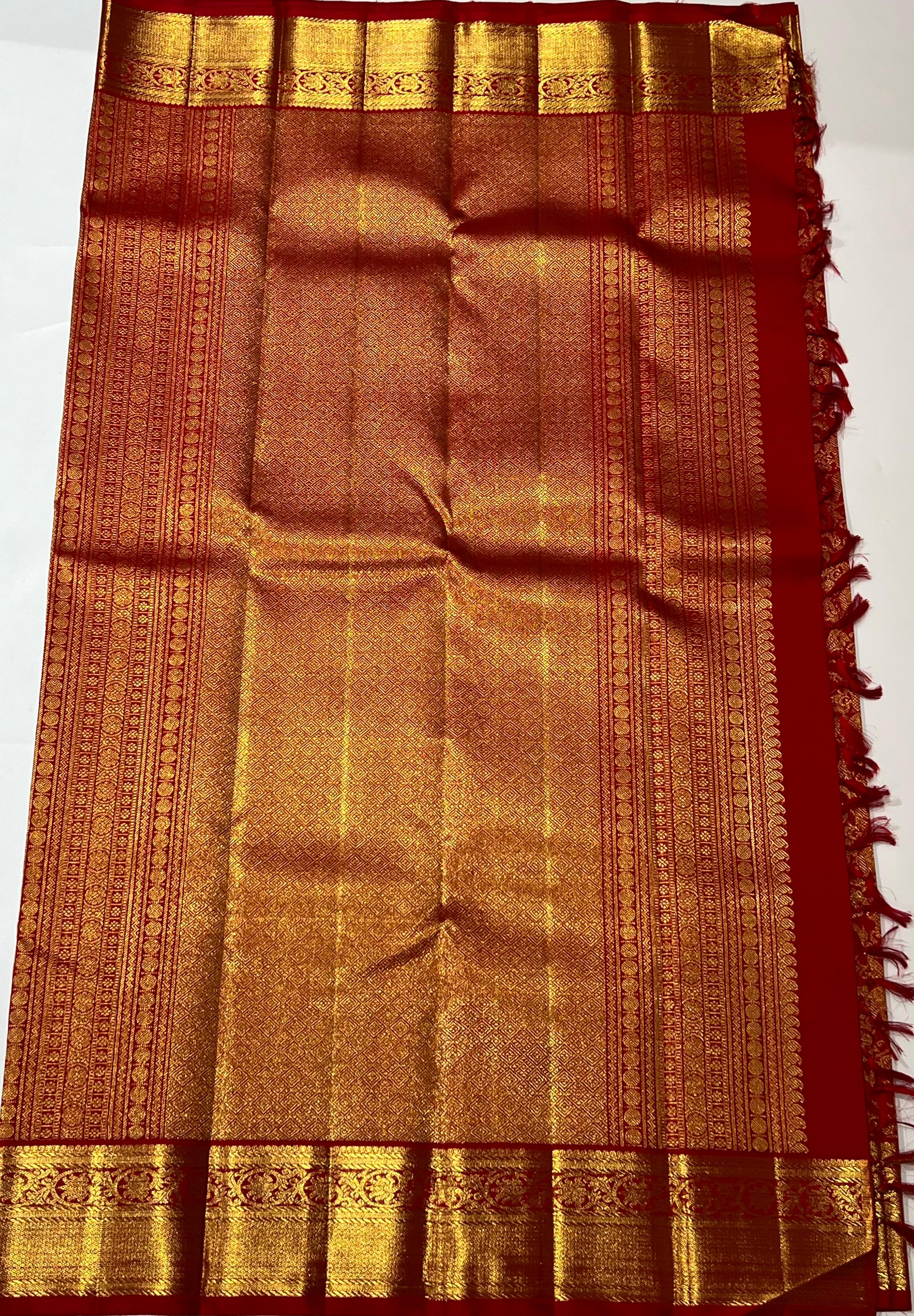Animal design Red and golden Kanjeevaram silk saree
