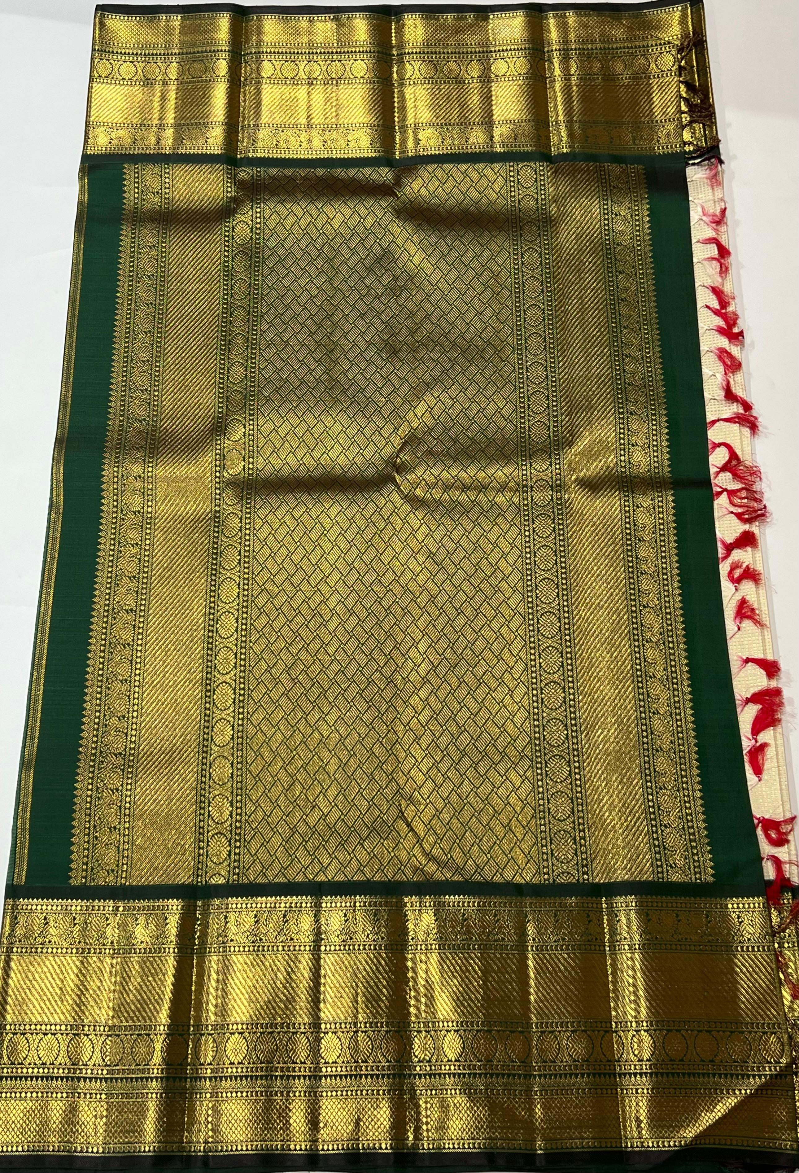Offwhite and Green Kanjeevaram silk saree