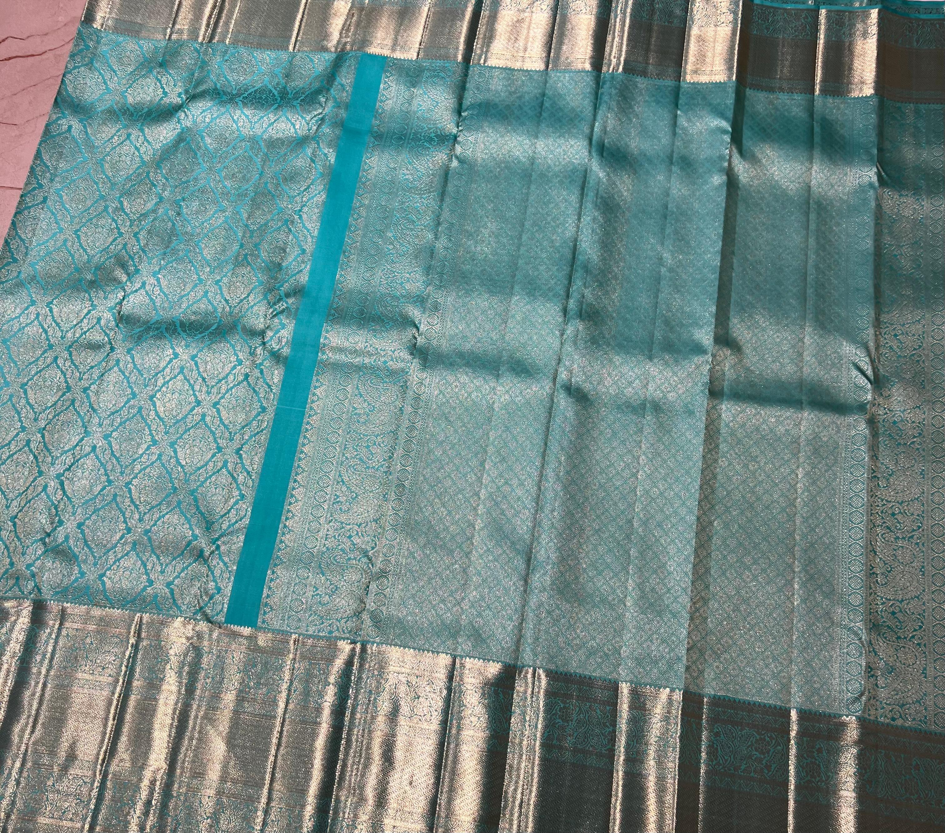 Sea Blue kanjeevaram silk saree