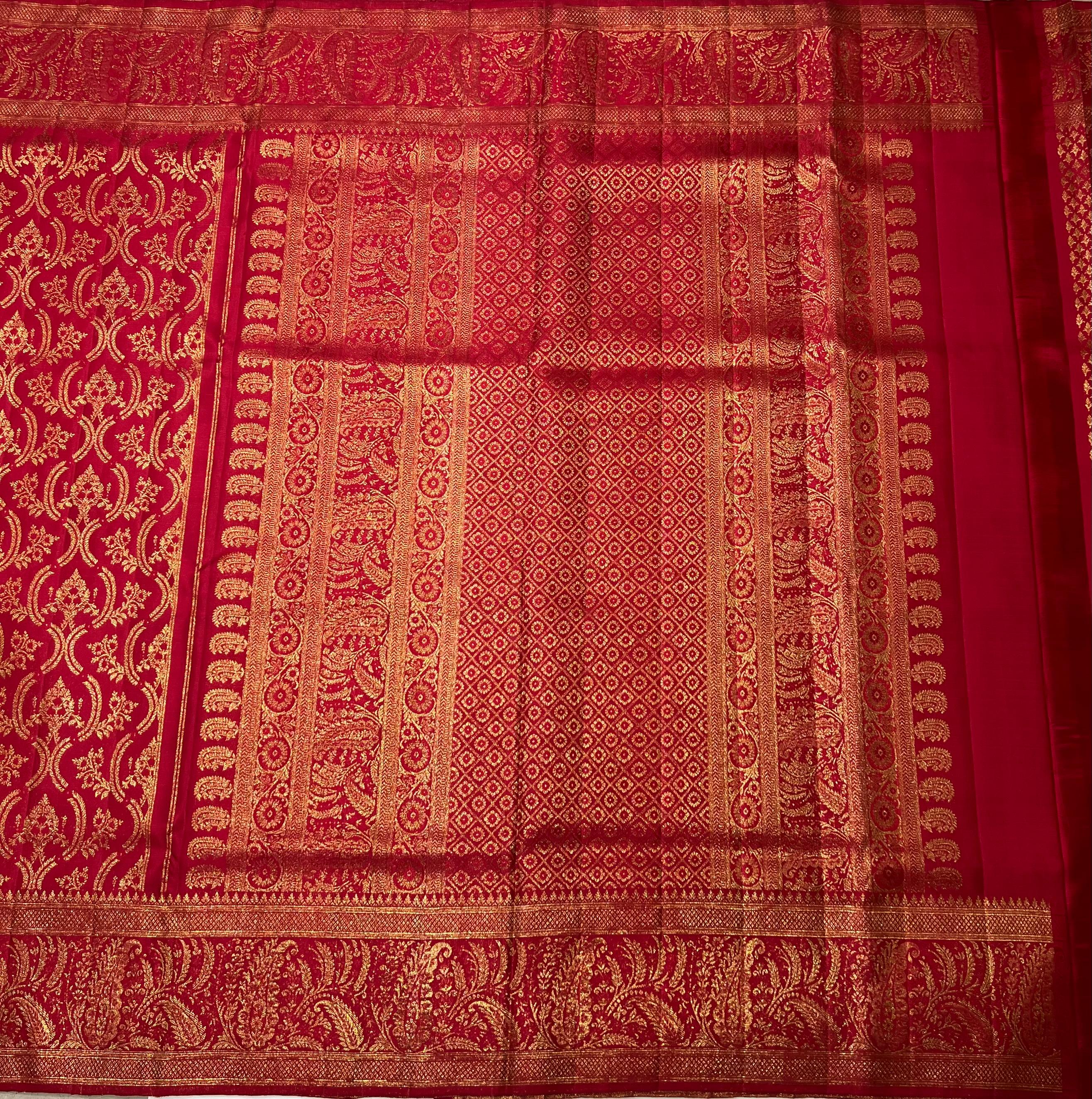 Red and golden Kanjeevaram silk saree