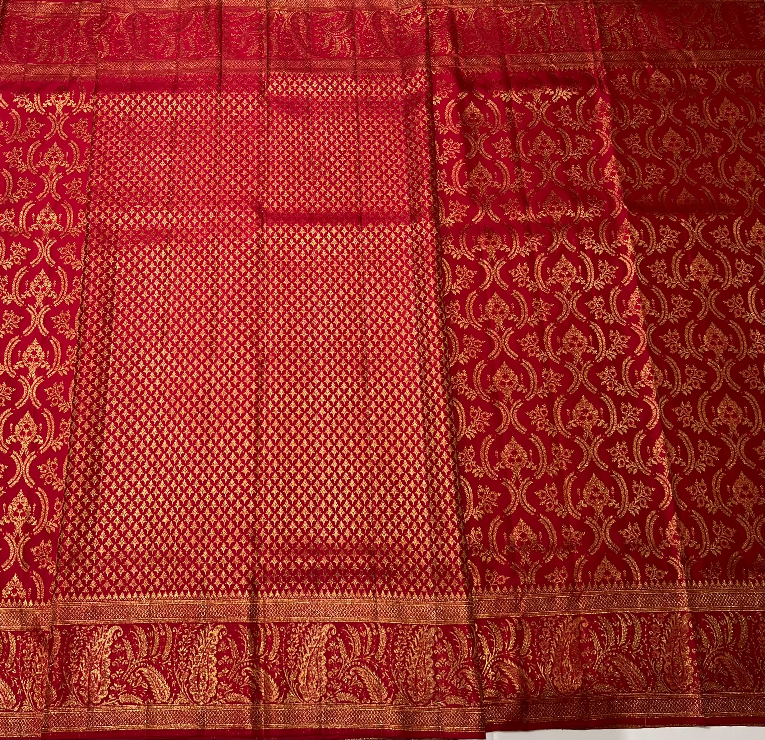 Red and golden Kanjeevaram silk saree