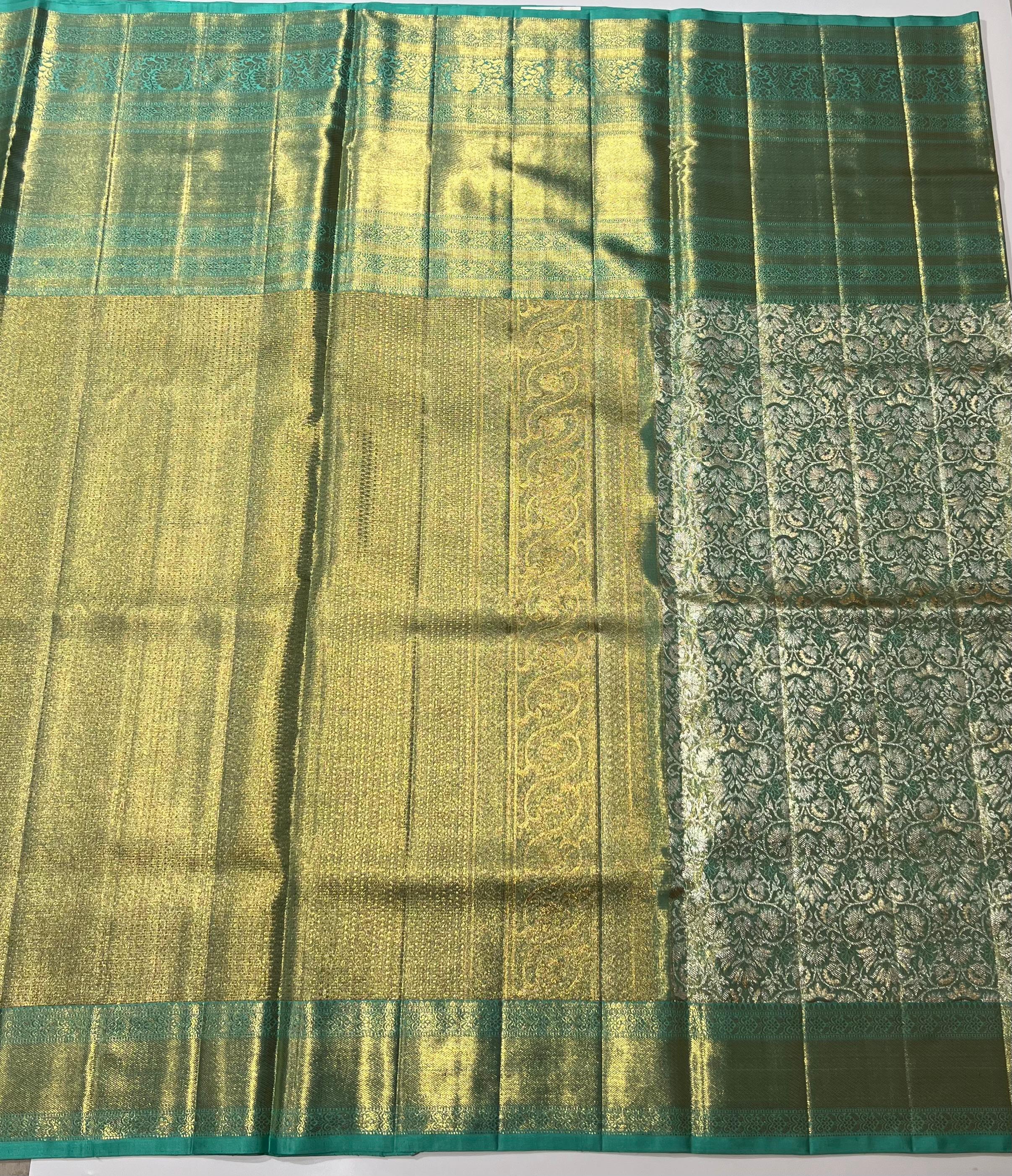 Sea green Kanjeevaram silk saree