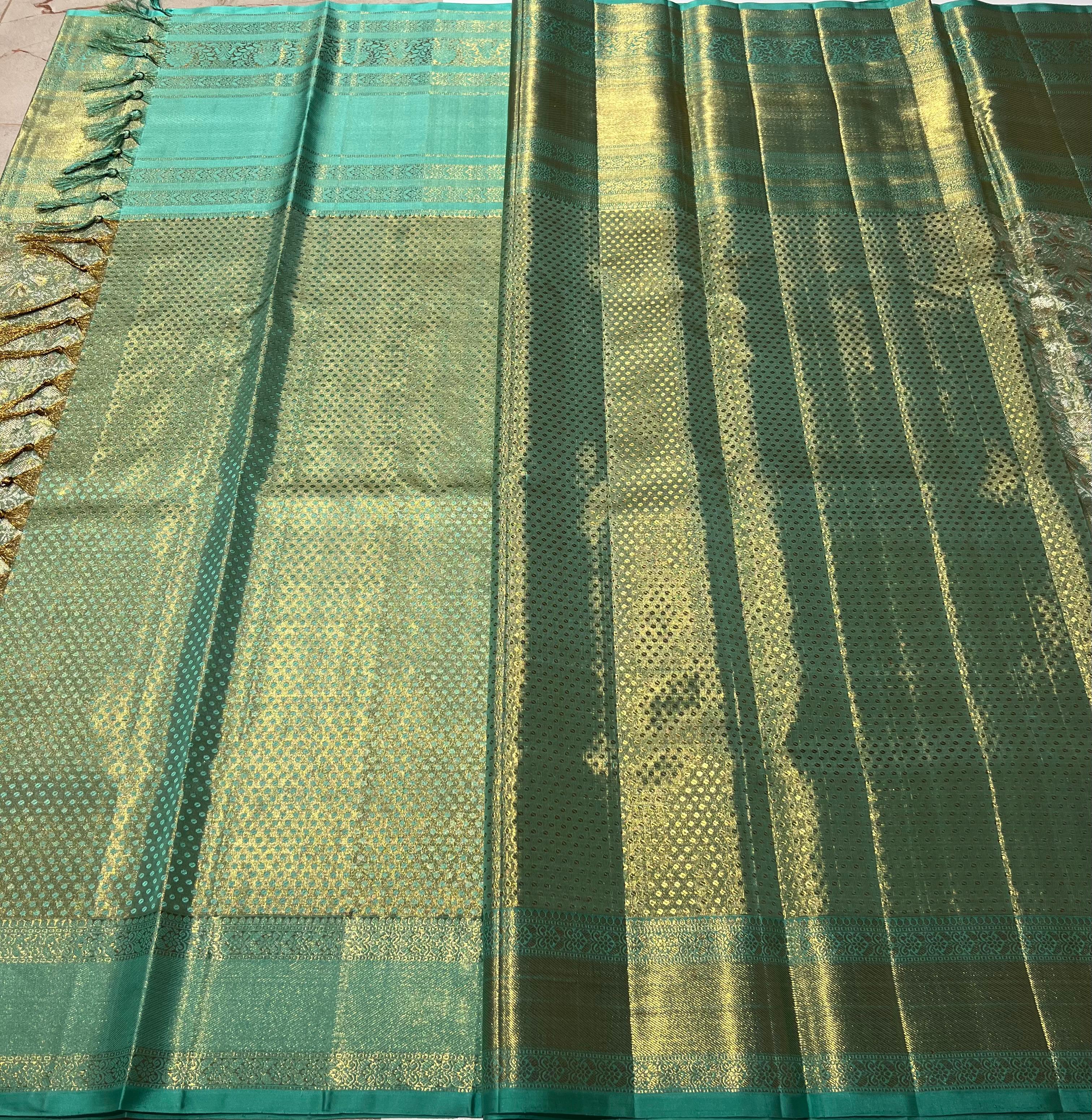 Sea green Kanjeevaram silk saree