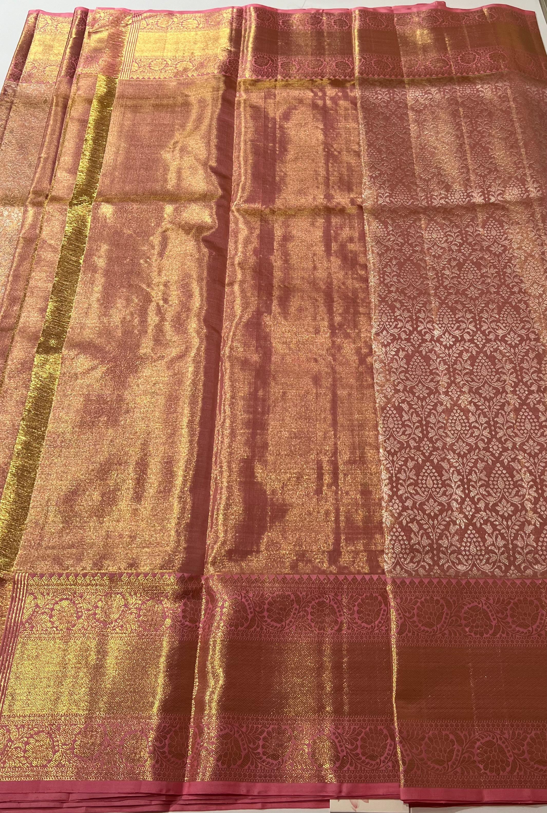 Pink Kanjeevaram silk saree