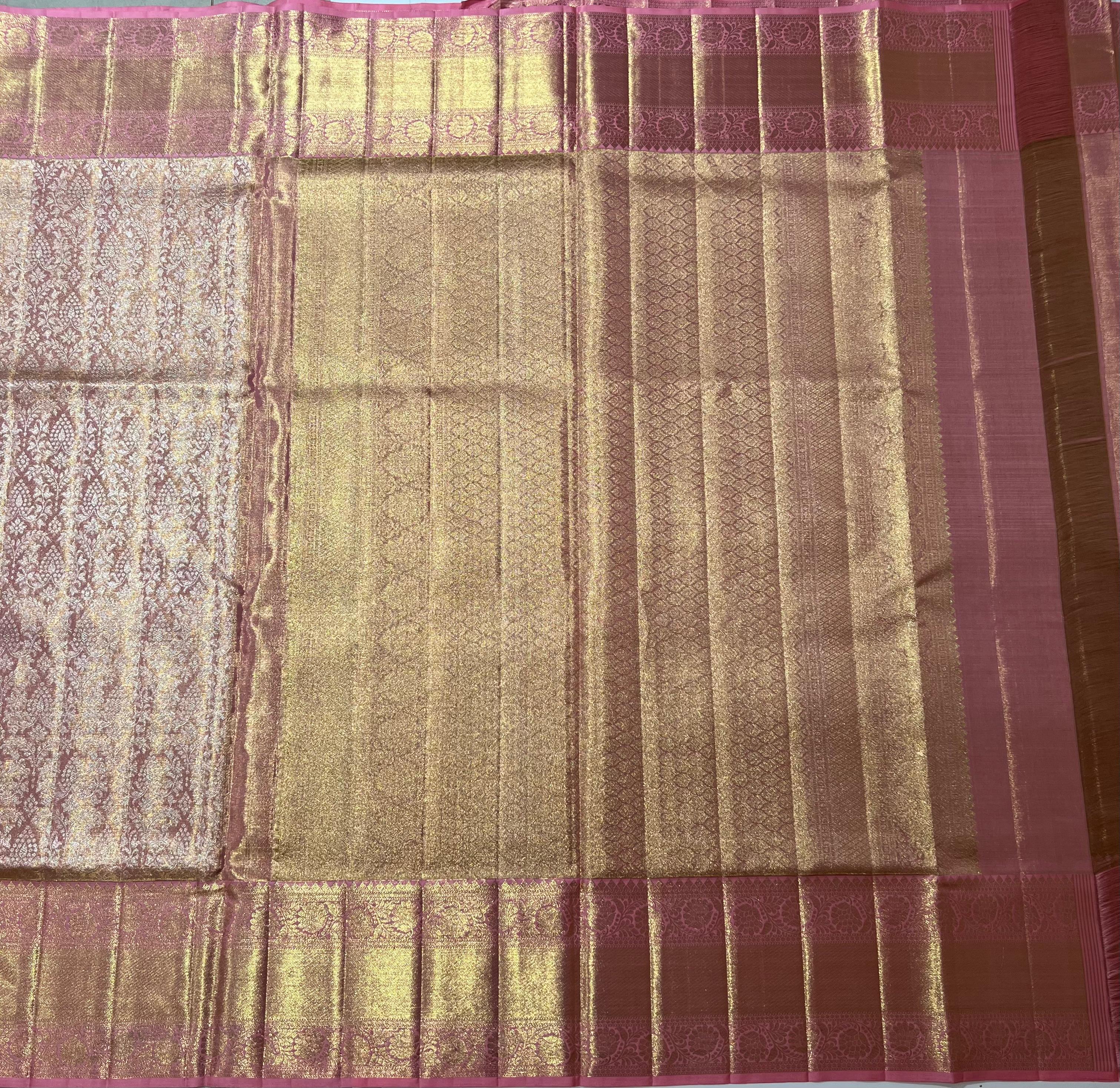 Pink Kanjeevaram silk saree