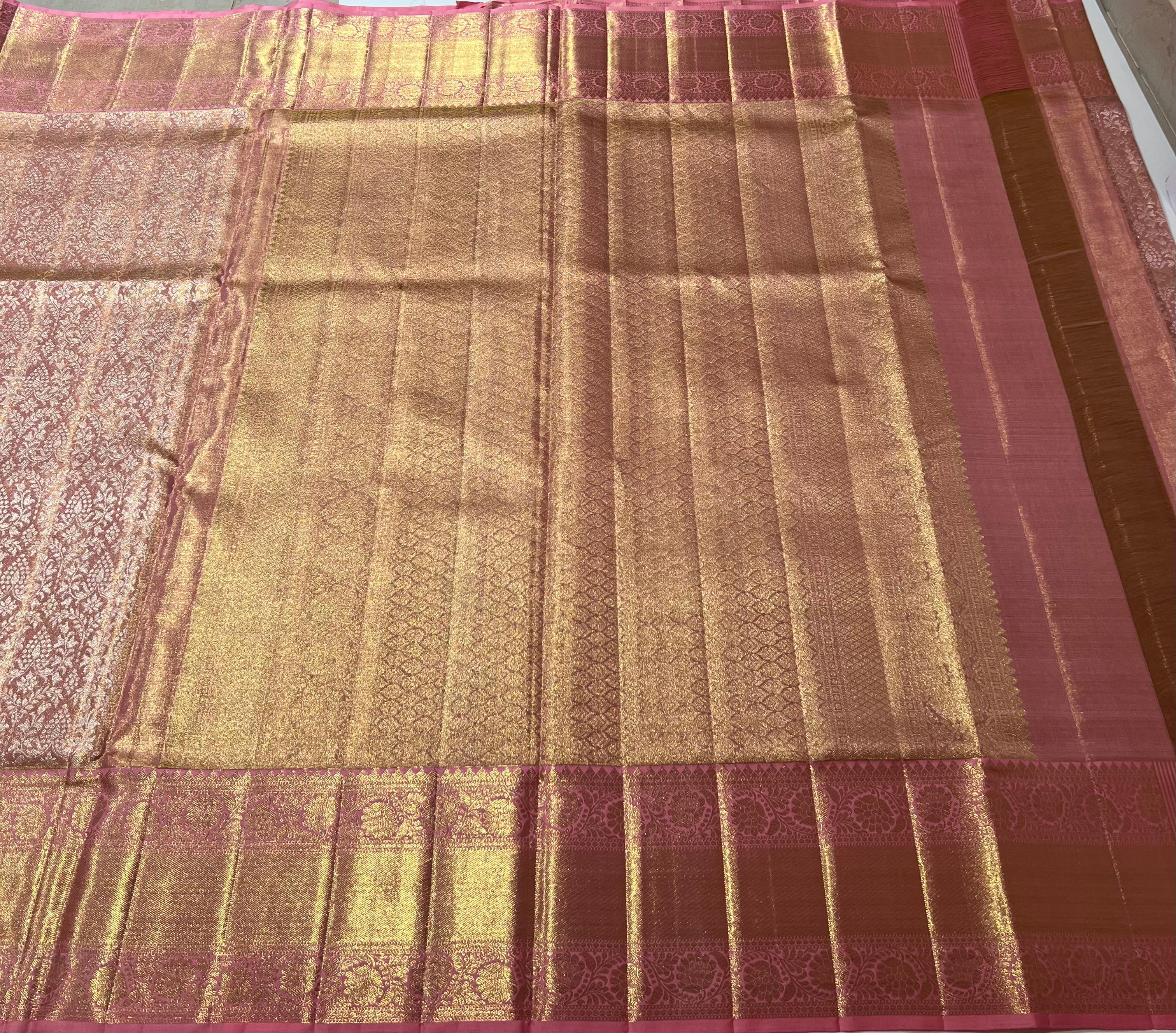 Pink Kanjeevaram silk saree