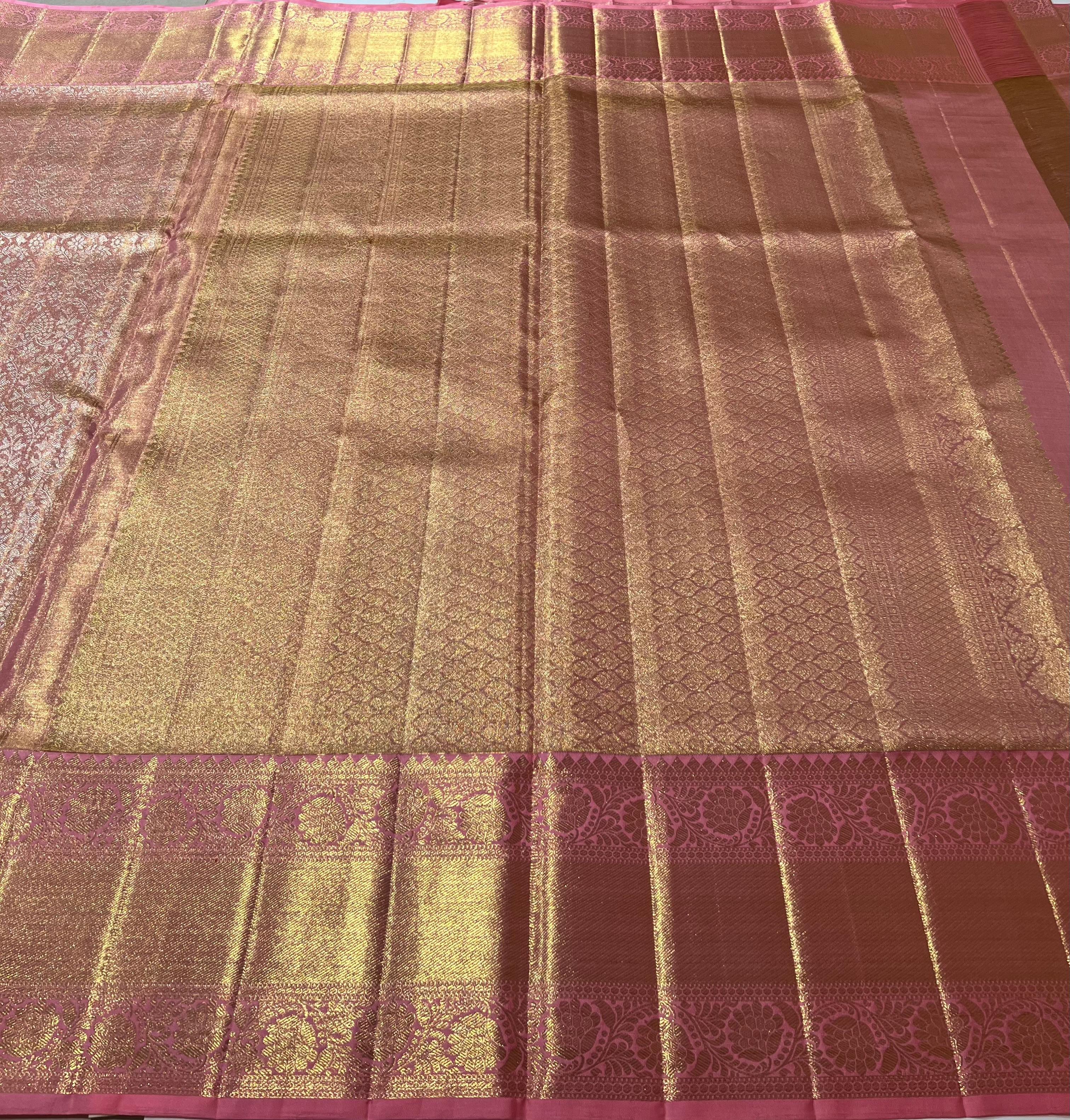 Pink Kanjeevaram silk saree