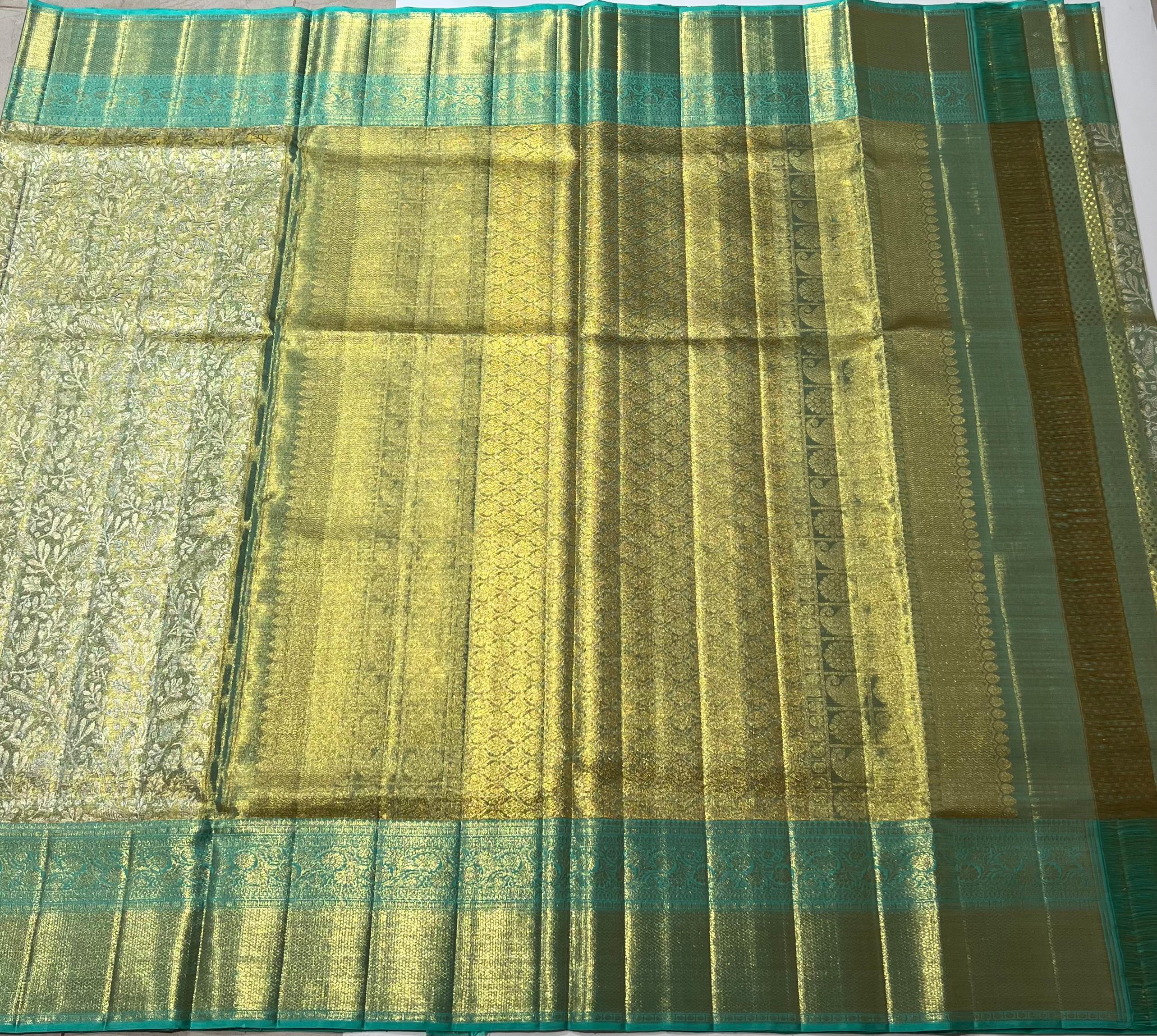 Sea green Kanjeevaram silk saree