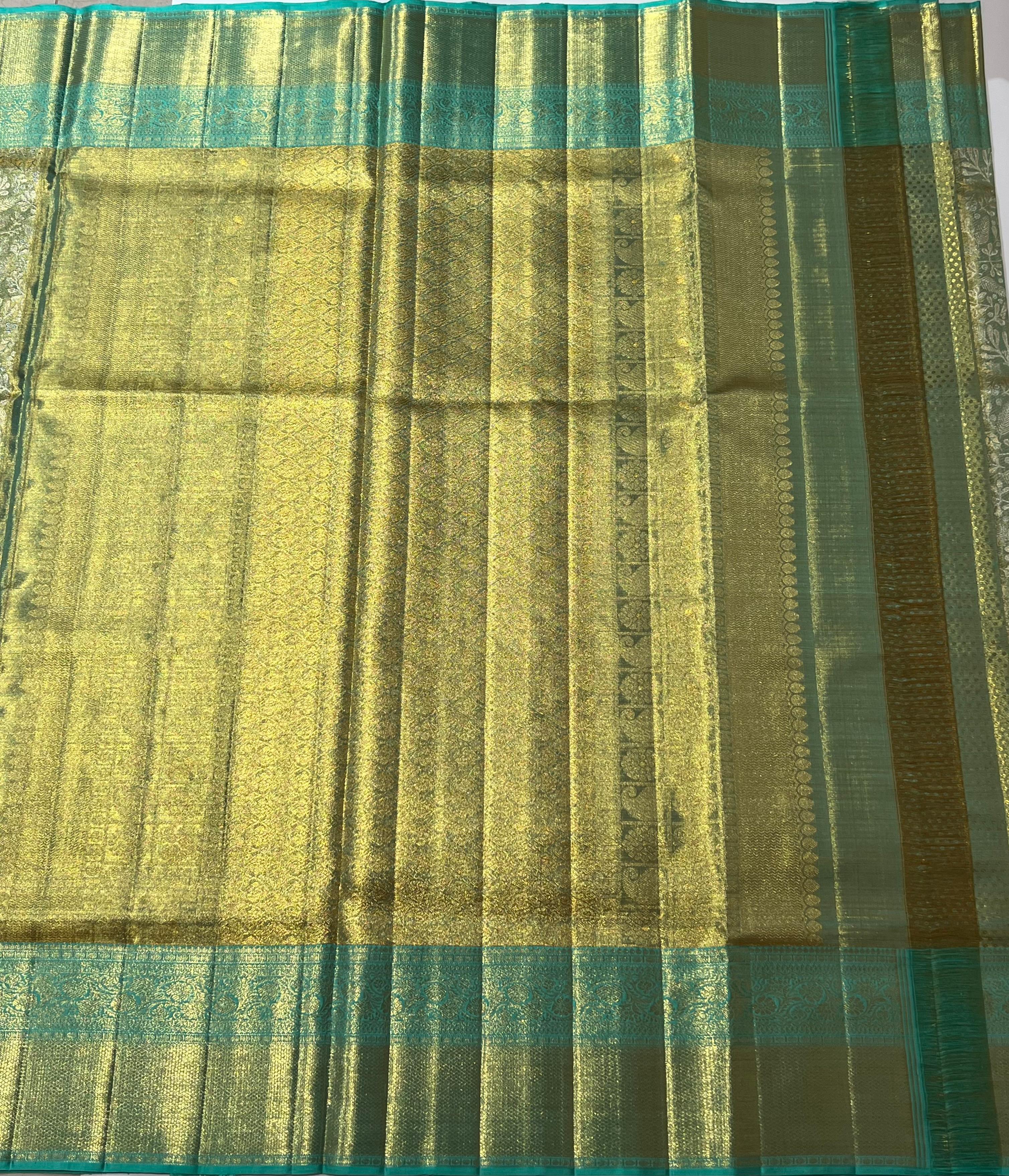 Sea green Kanjeevaram silk saree