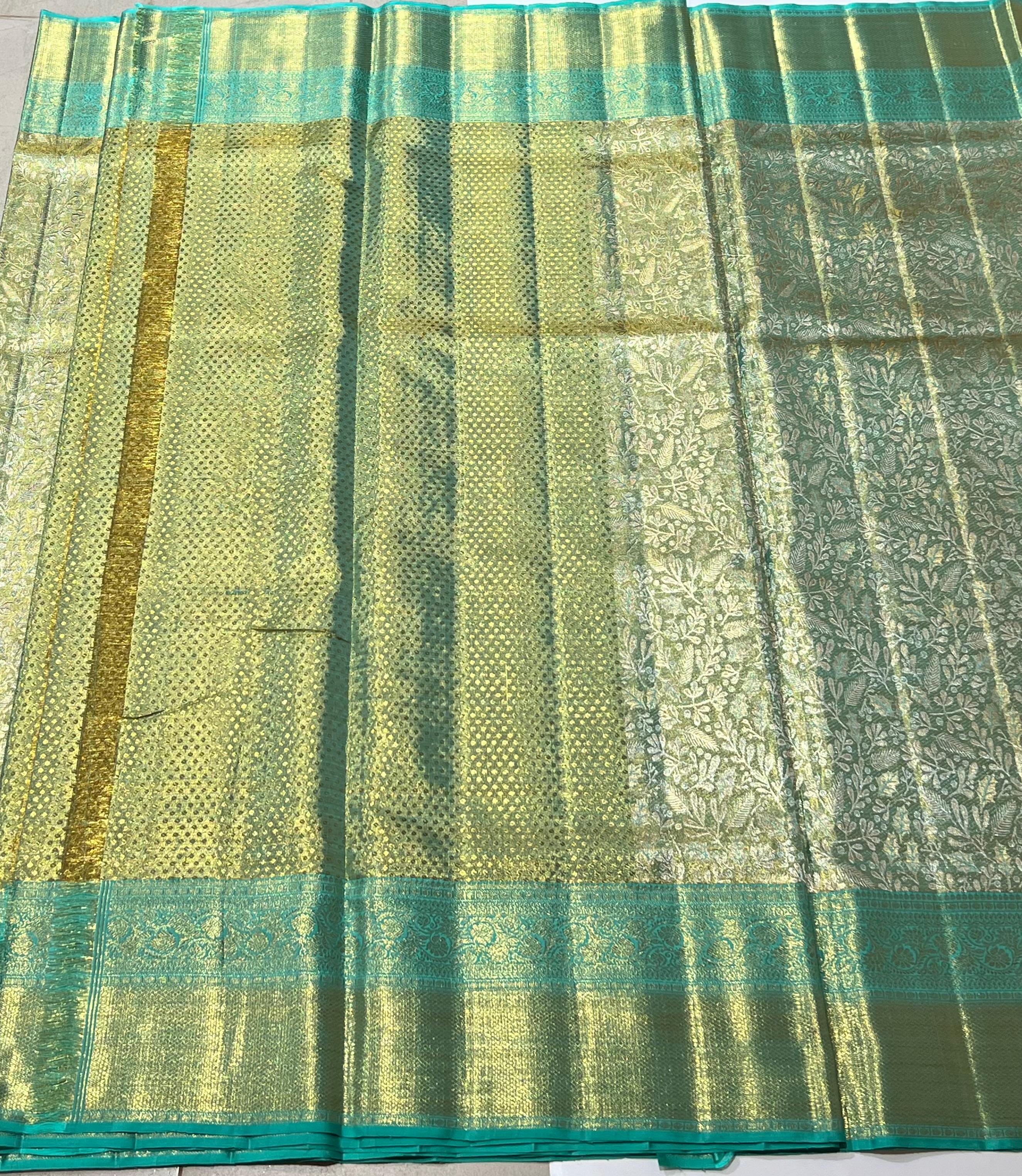 Sea green Kanjeevaram silk saree