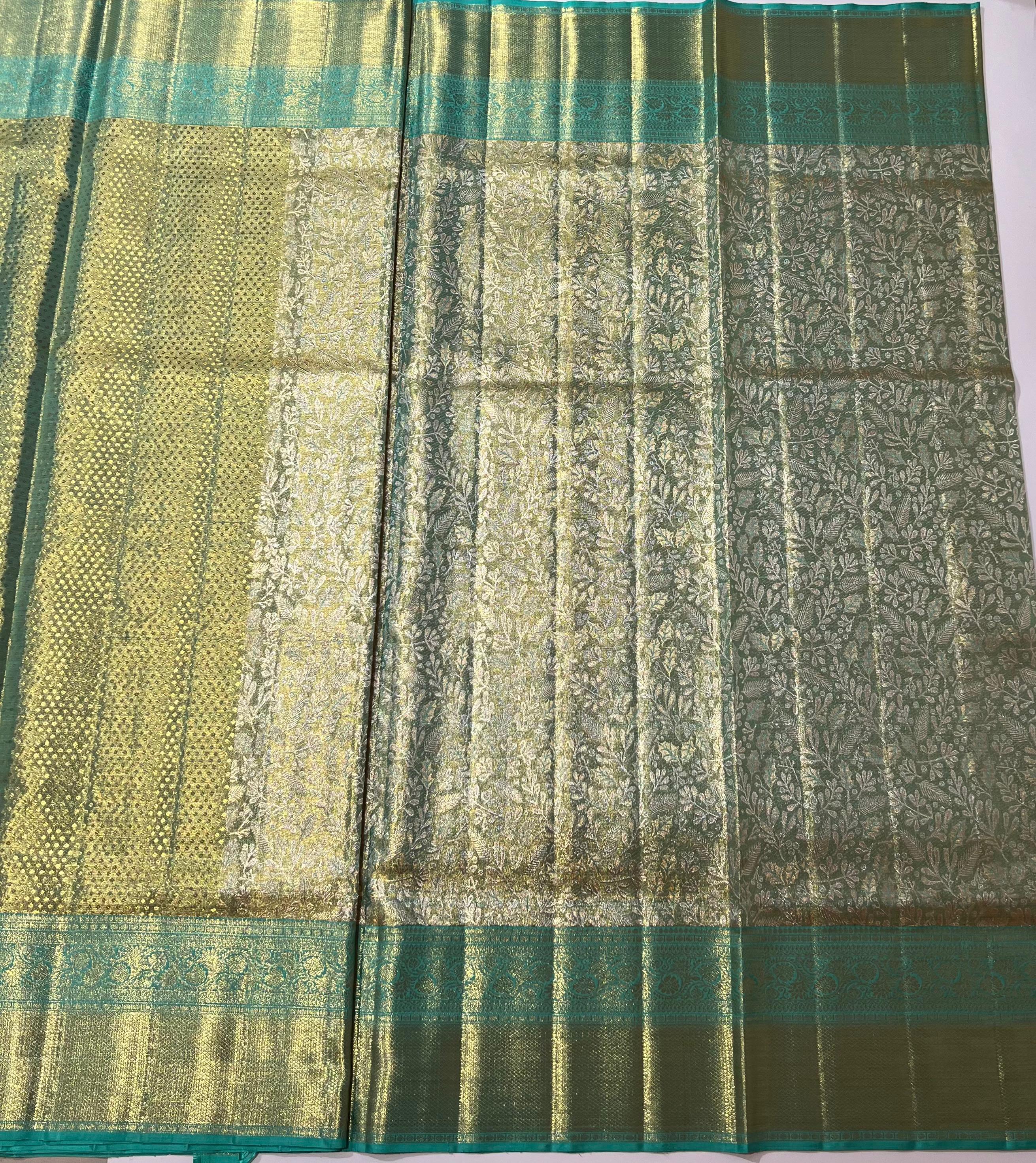 Sea green Kanjeevaram silk saree