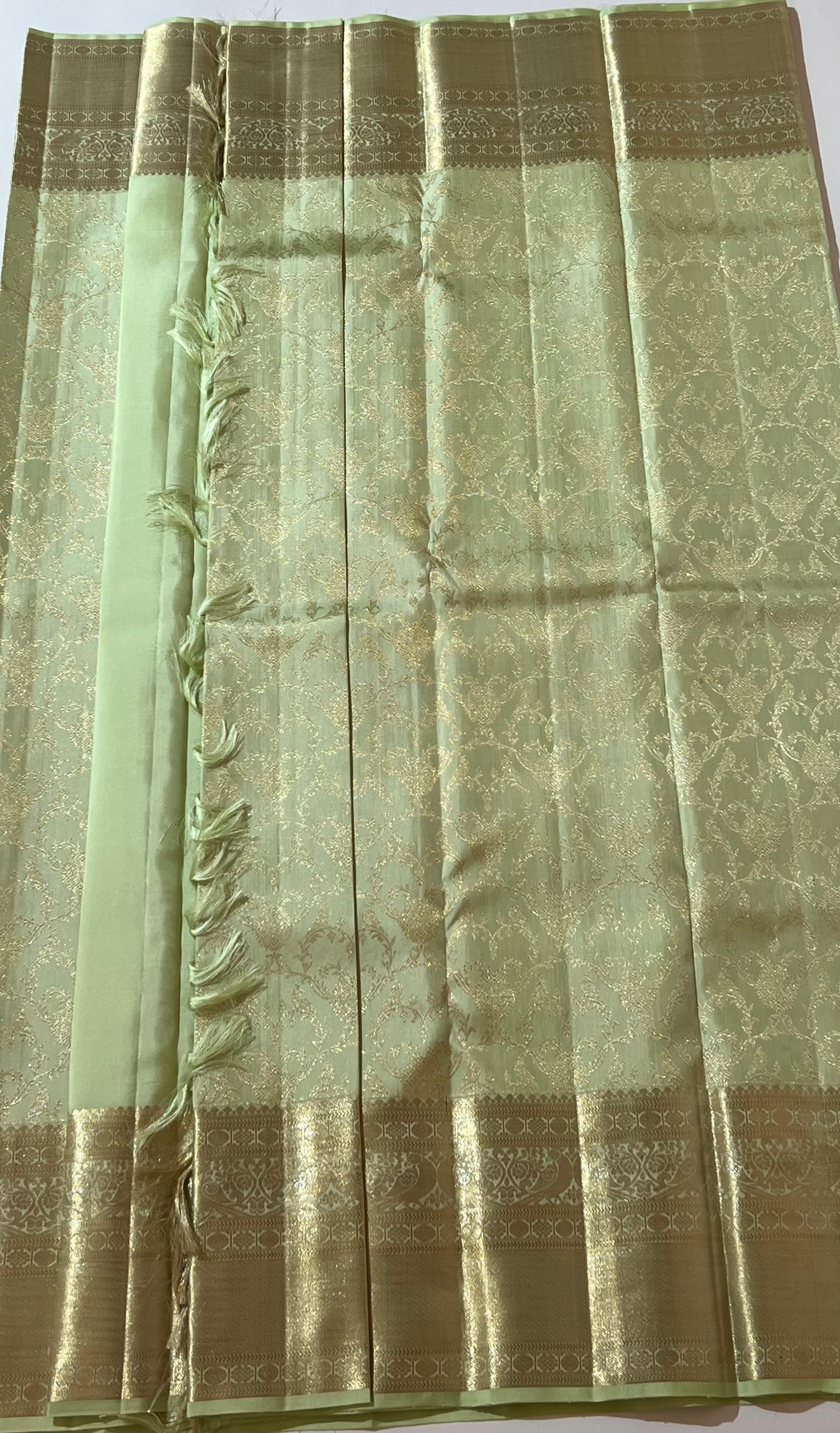 Light green Kanjeevaram silk saree