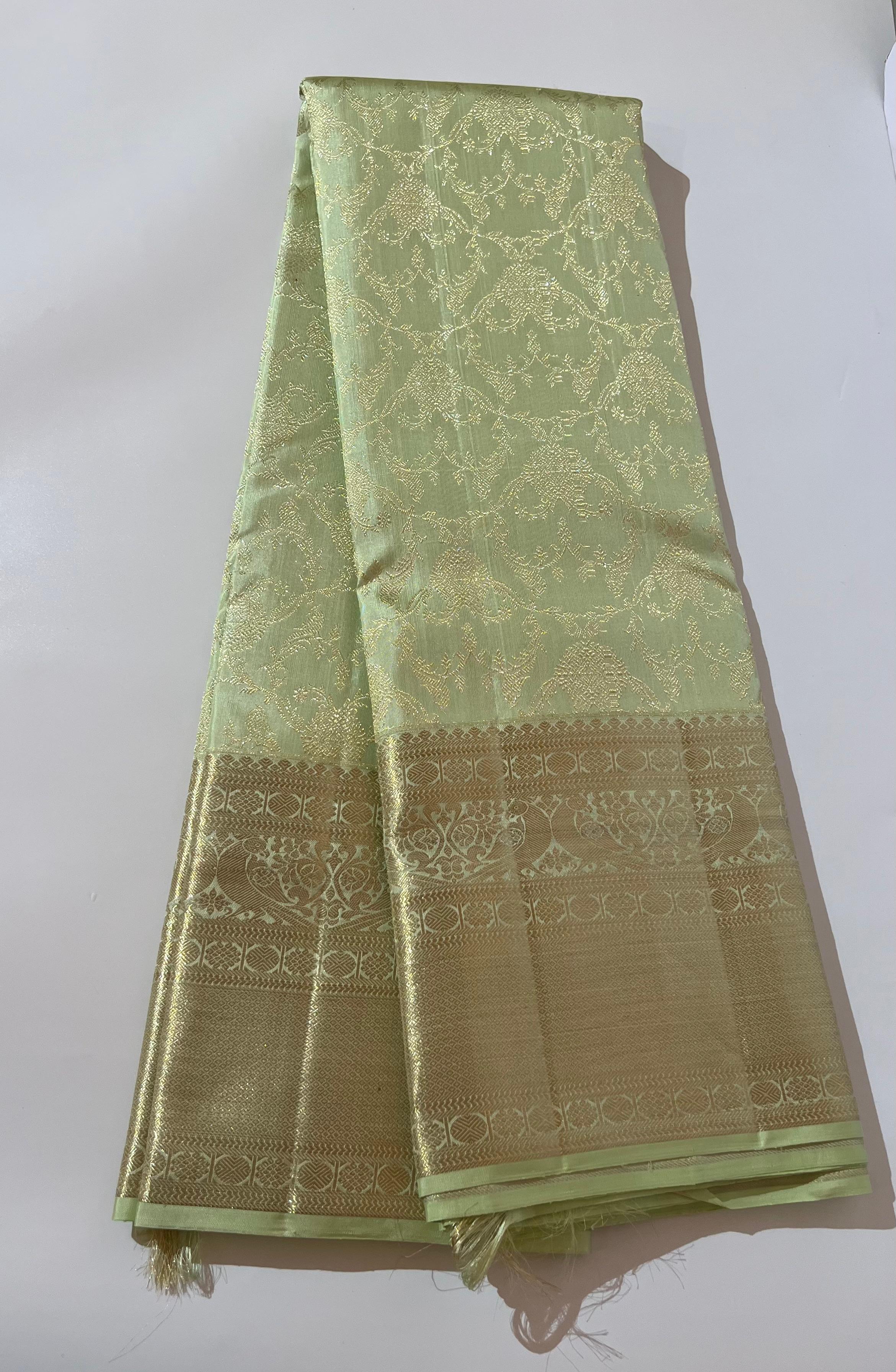 Light green Kanjeevaram silk saree