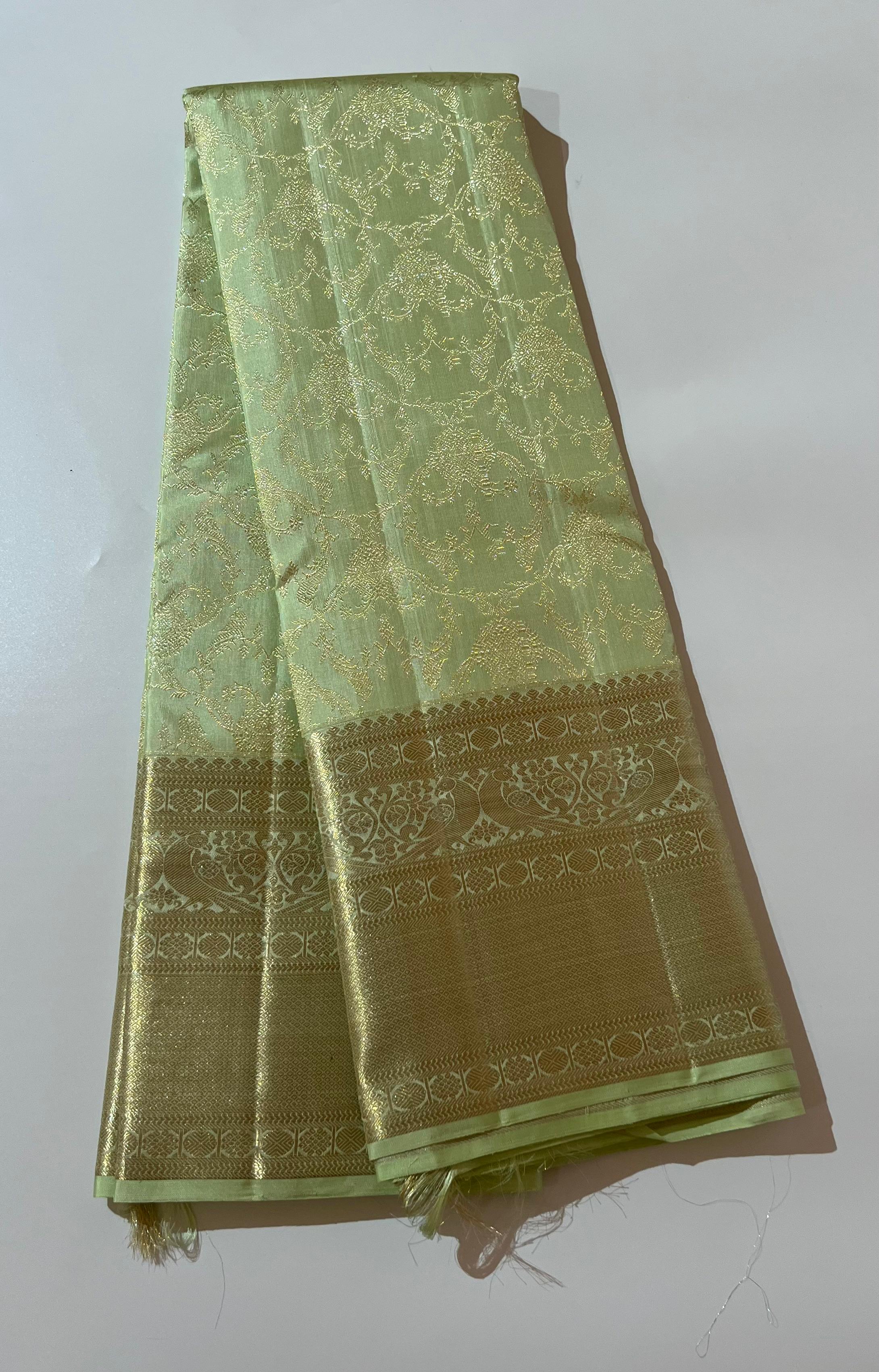 Light green Kanjeevaram silk saree