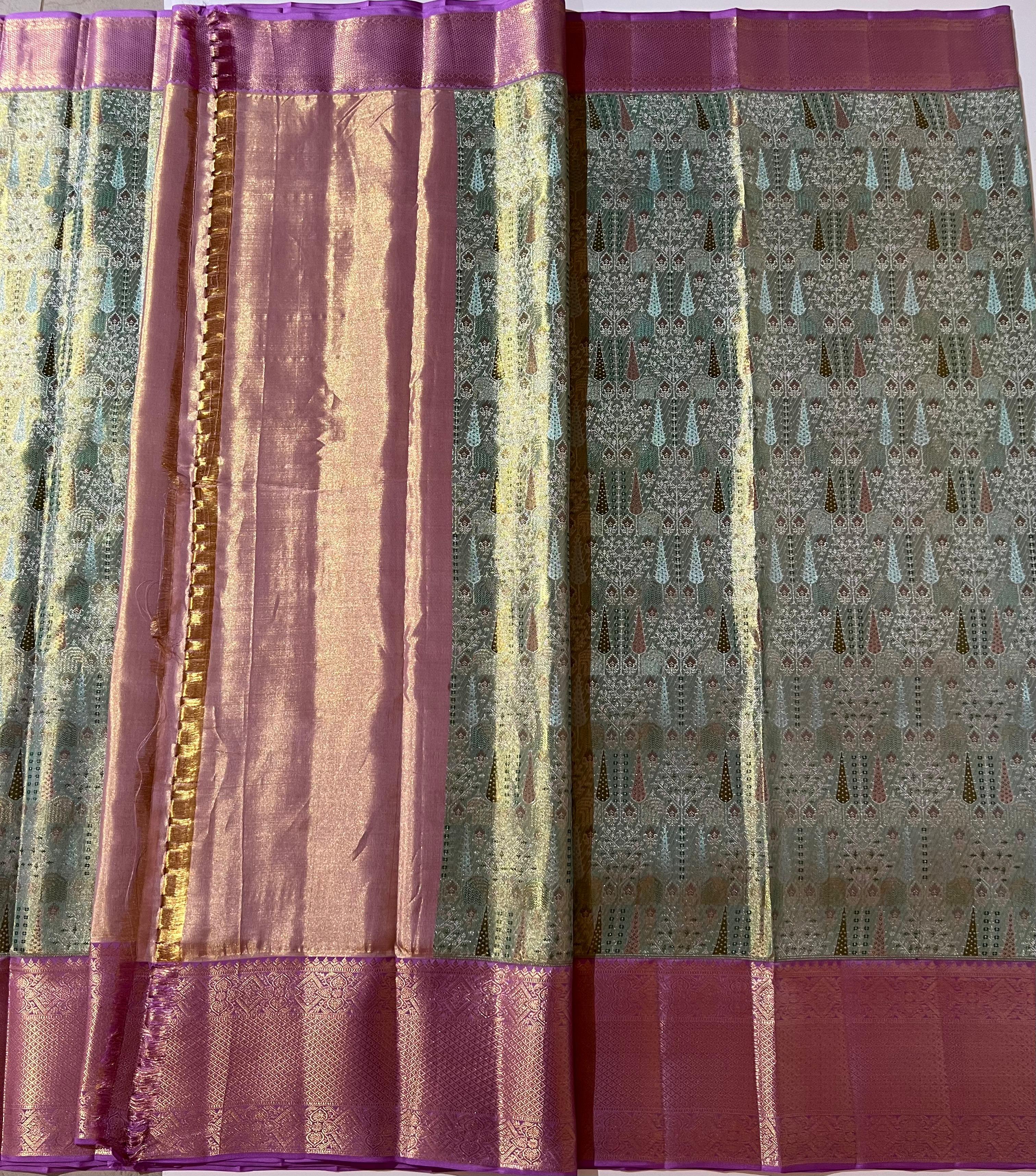 Saga Green and Purple Kanjeevaram Silk saree