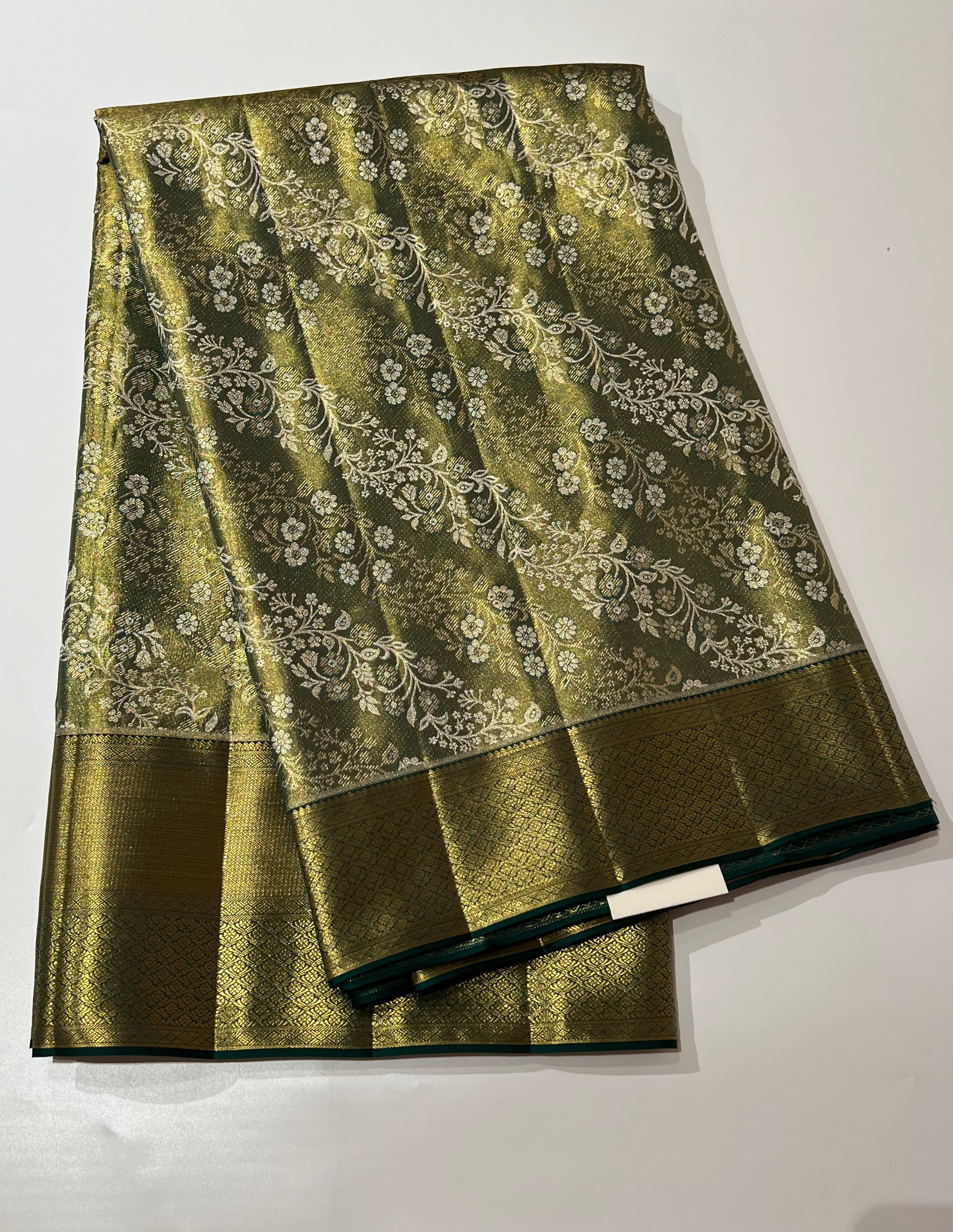 Green floral design Kanjeevaram silk saree