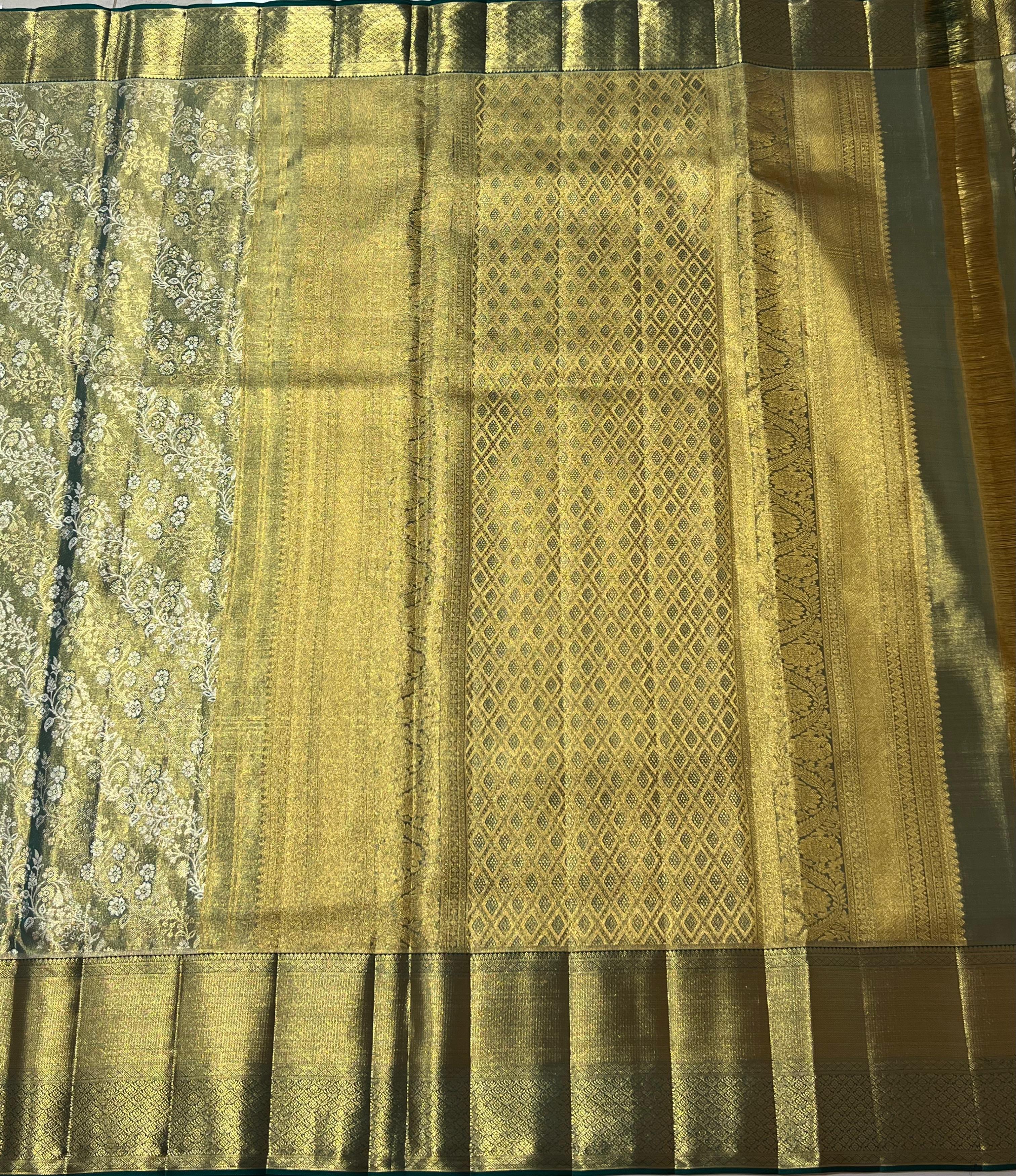 Green floral design Kanjeevaram silk saree