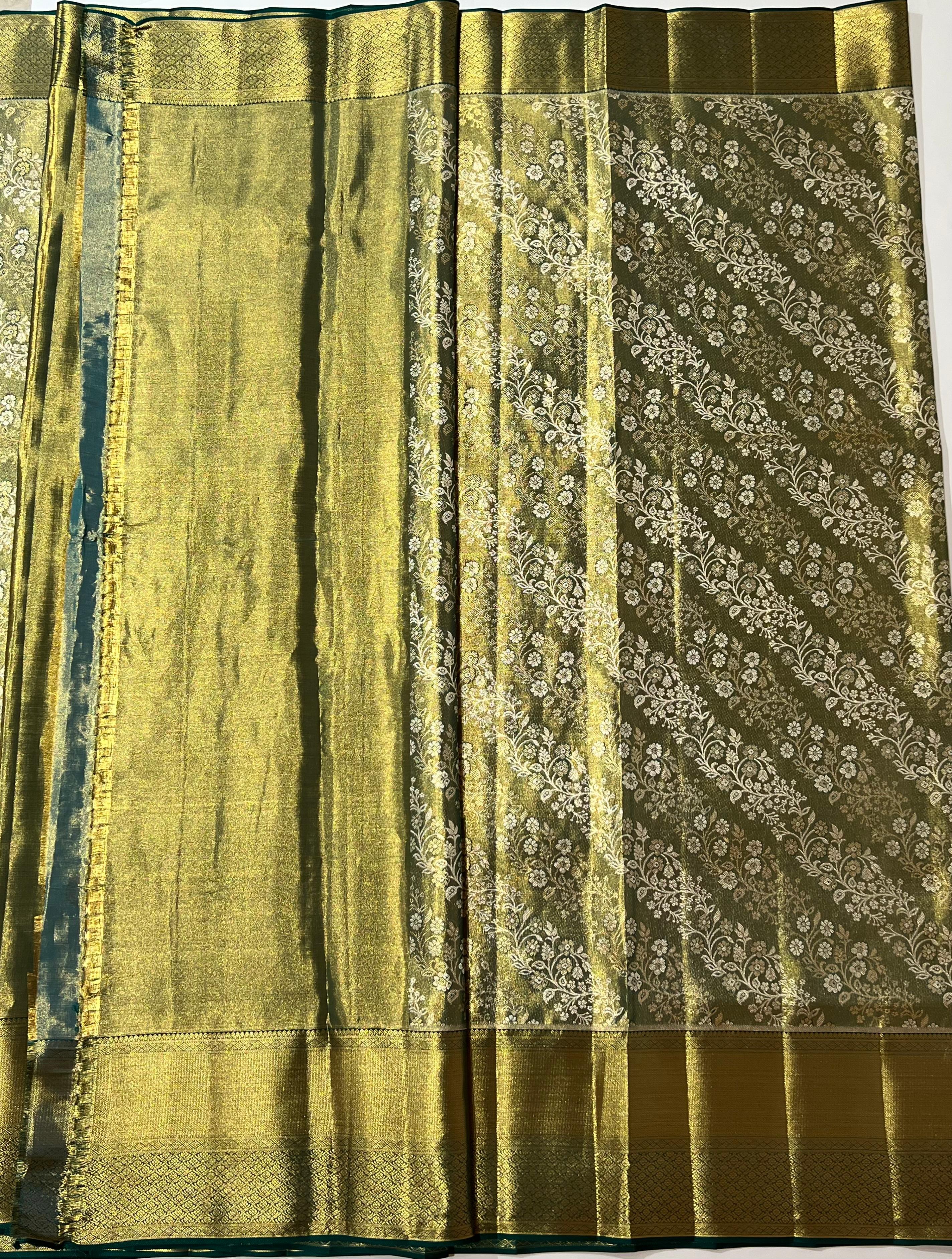 Green floral design Kanjeevaram silk saree