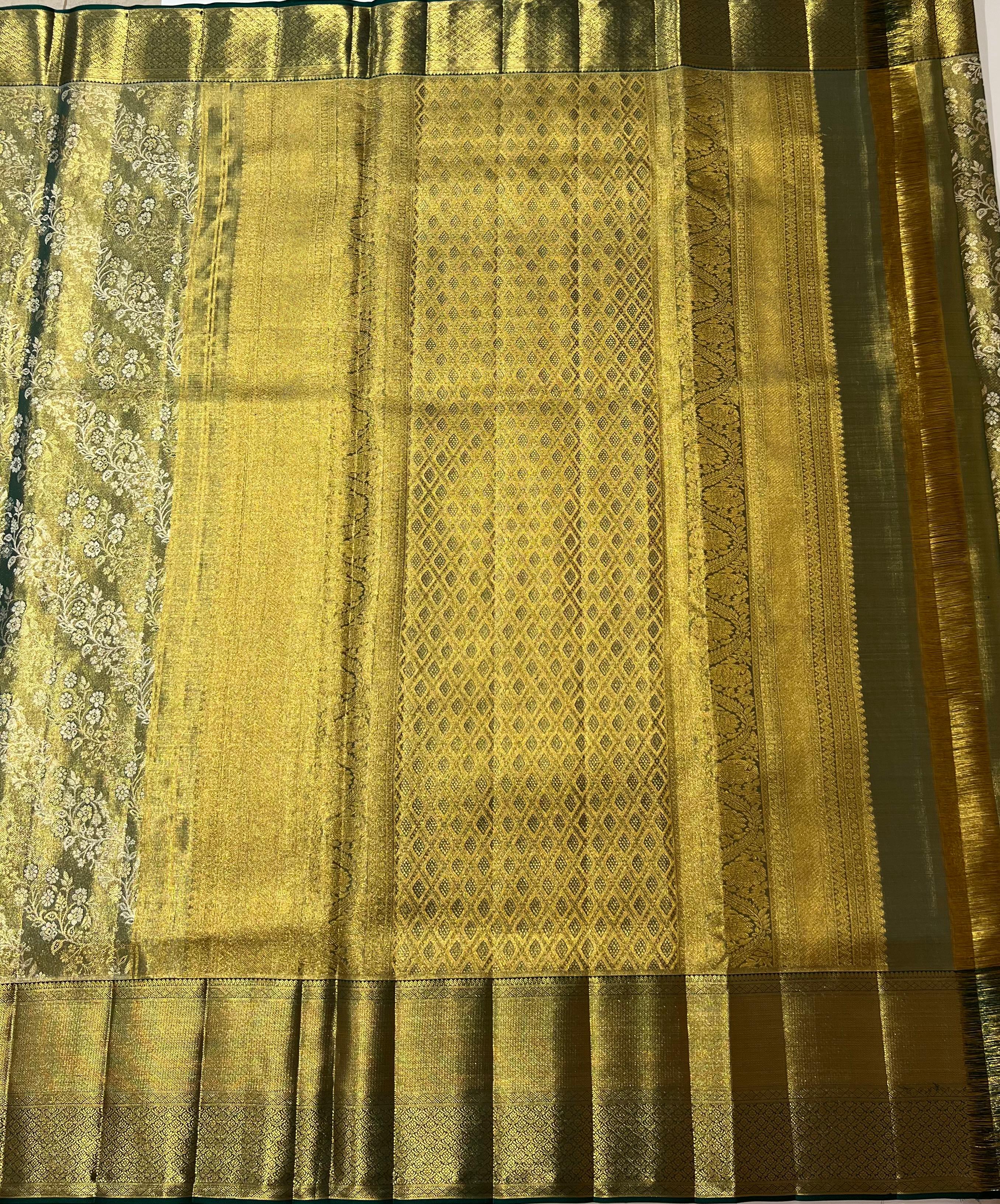 Green floral design Kanjeevaram silk saree