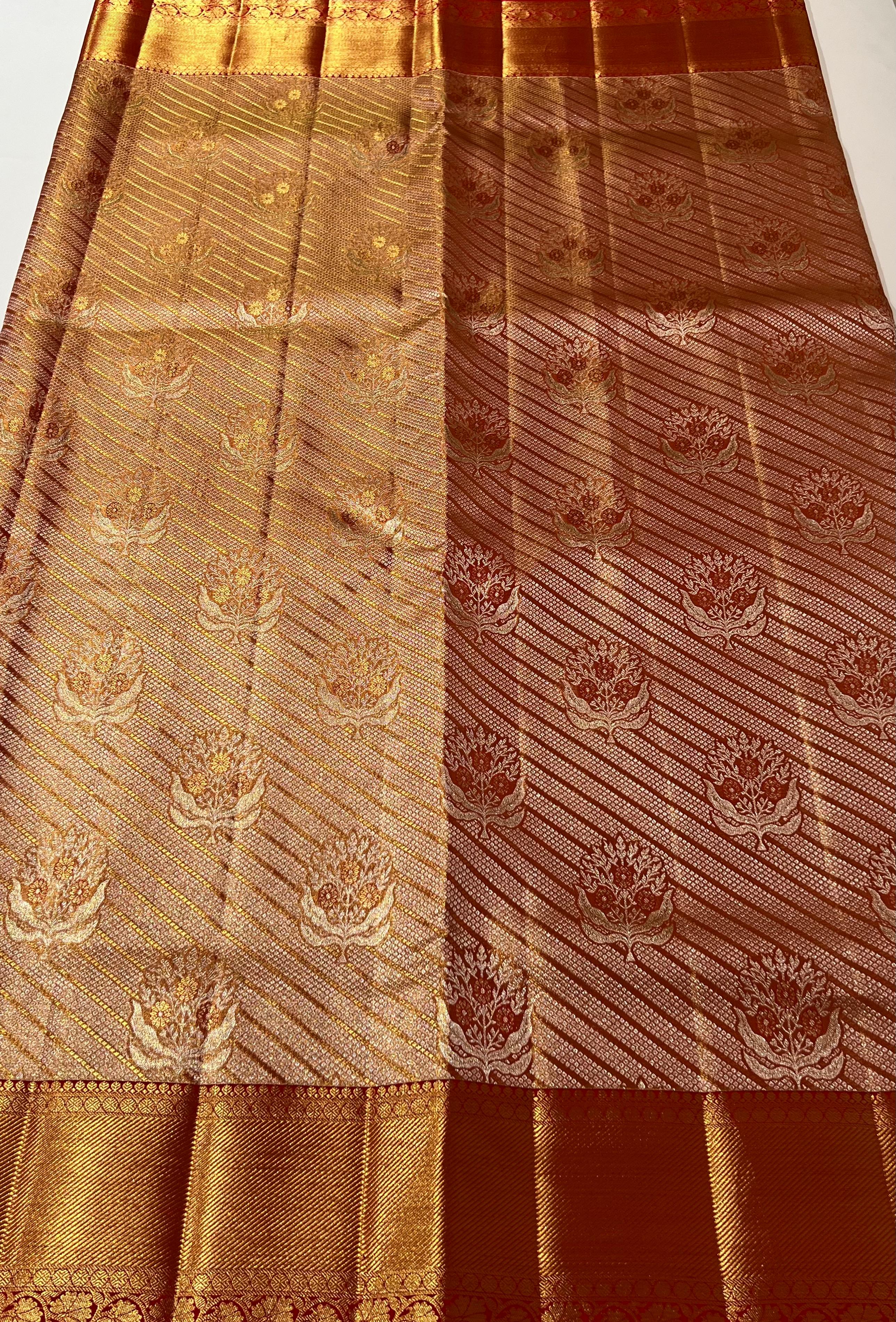Orange and red Kanjeevaram silk saree
