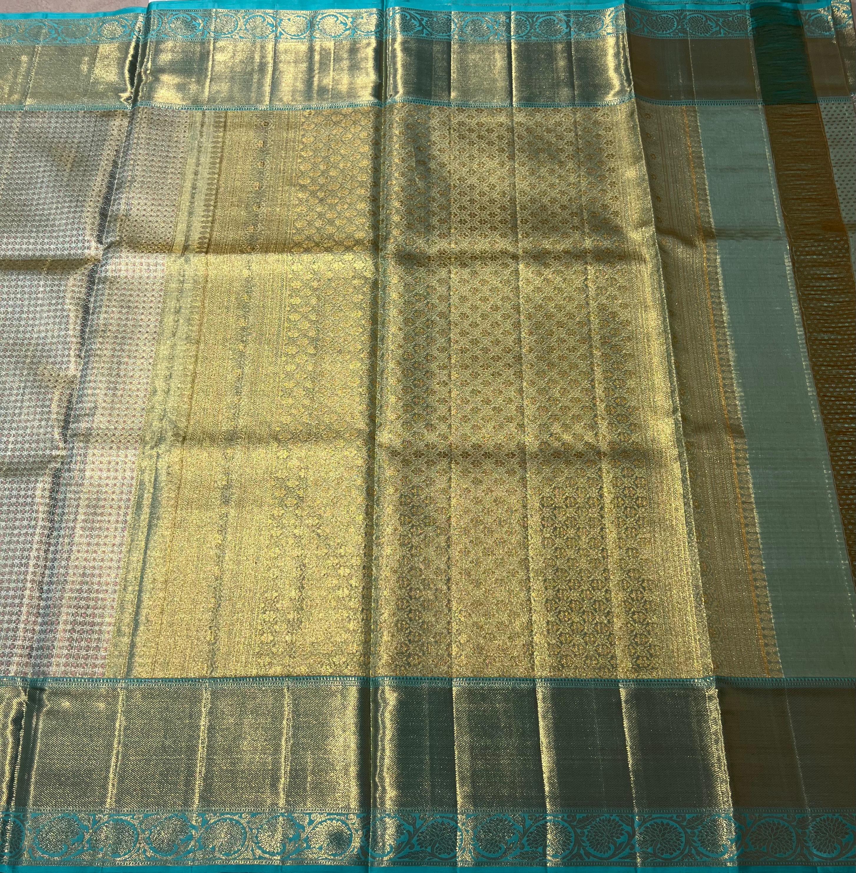 Sea Blue Kanjeevaram silk saree