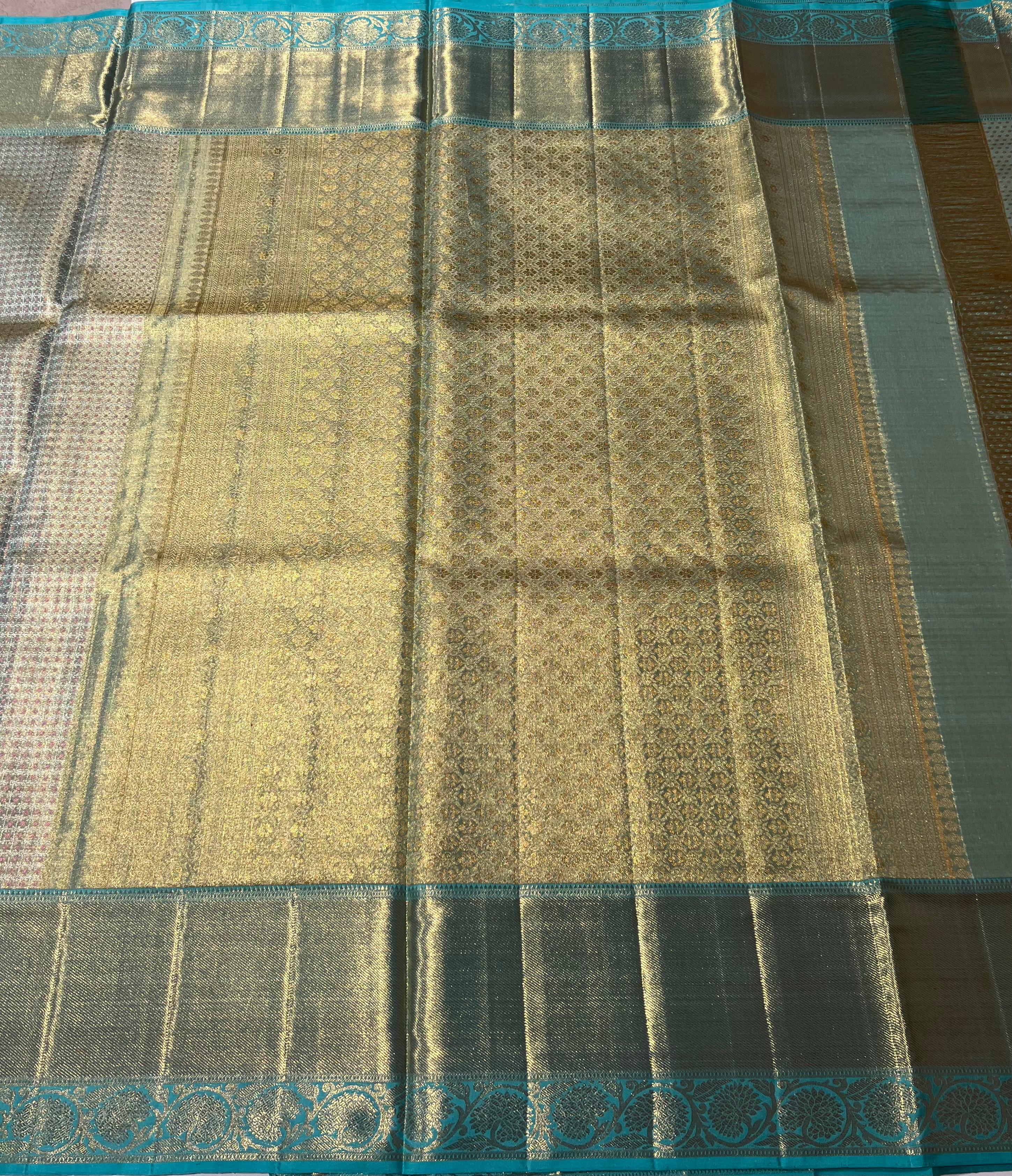 Sea Blue Kanjeevaram silk saree