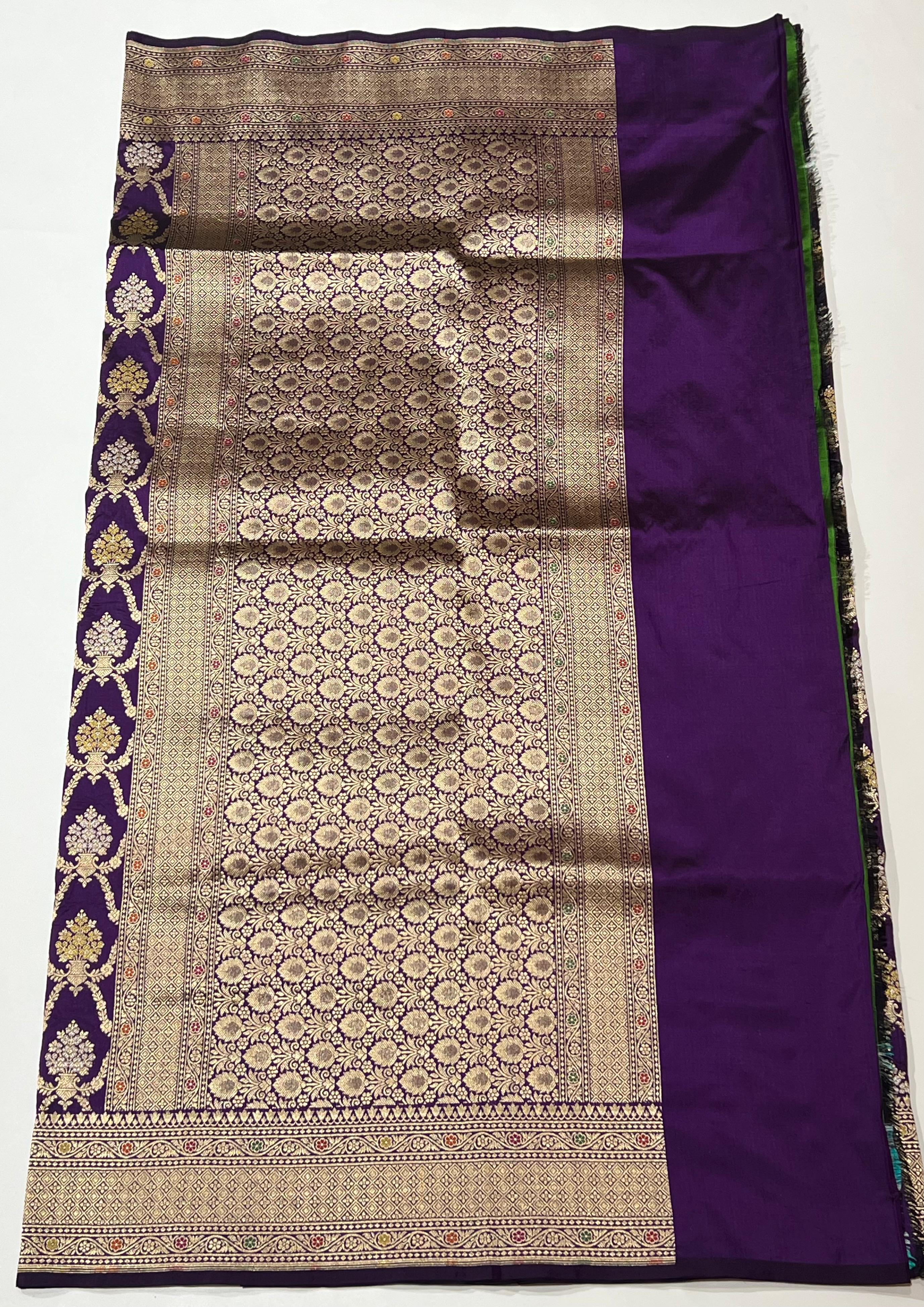 Violet Banarasi saree