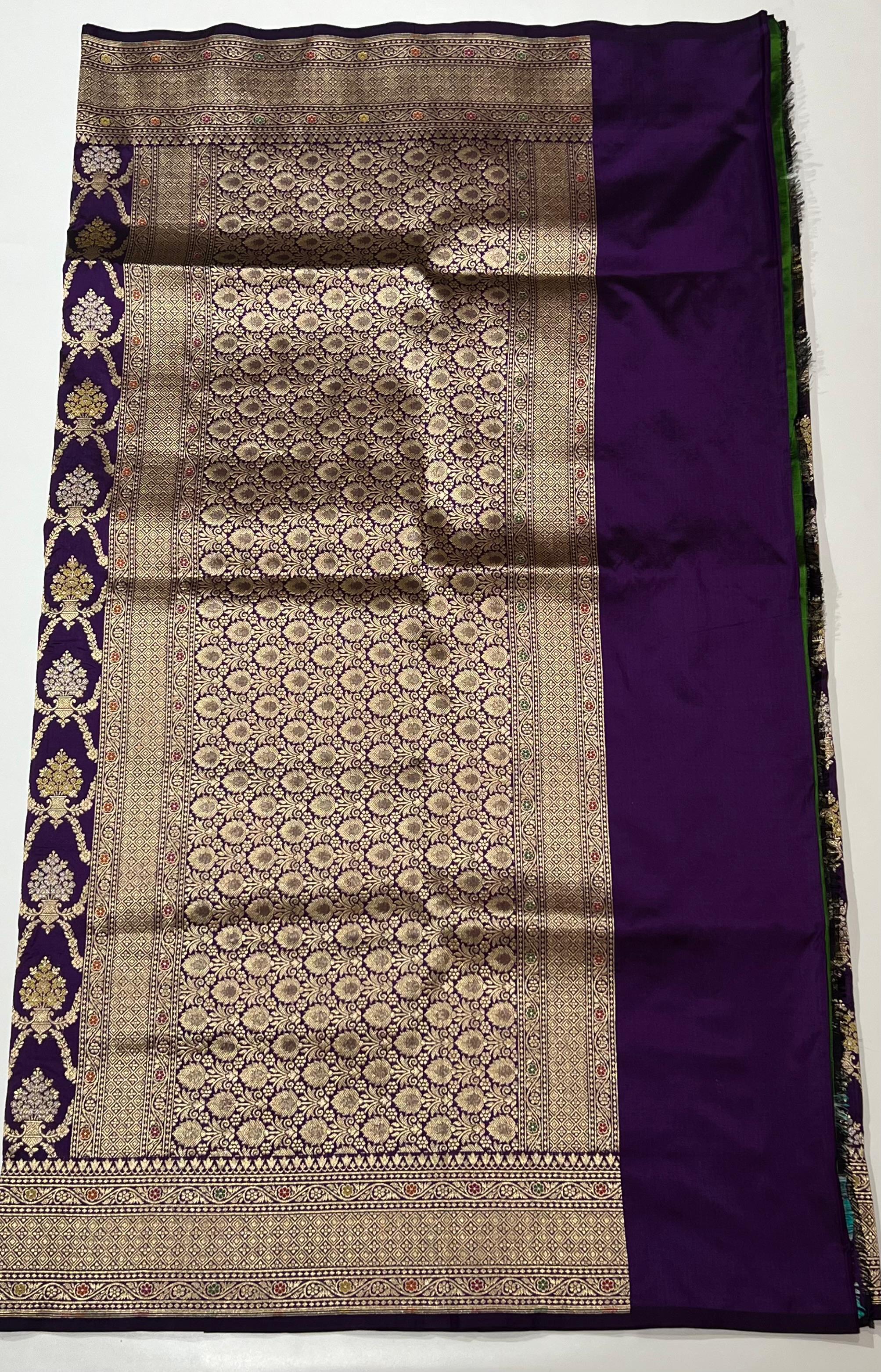 Violet Banarasi saree