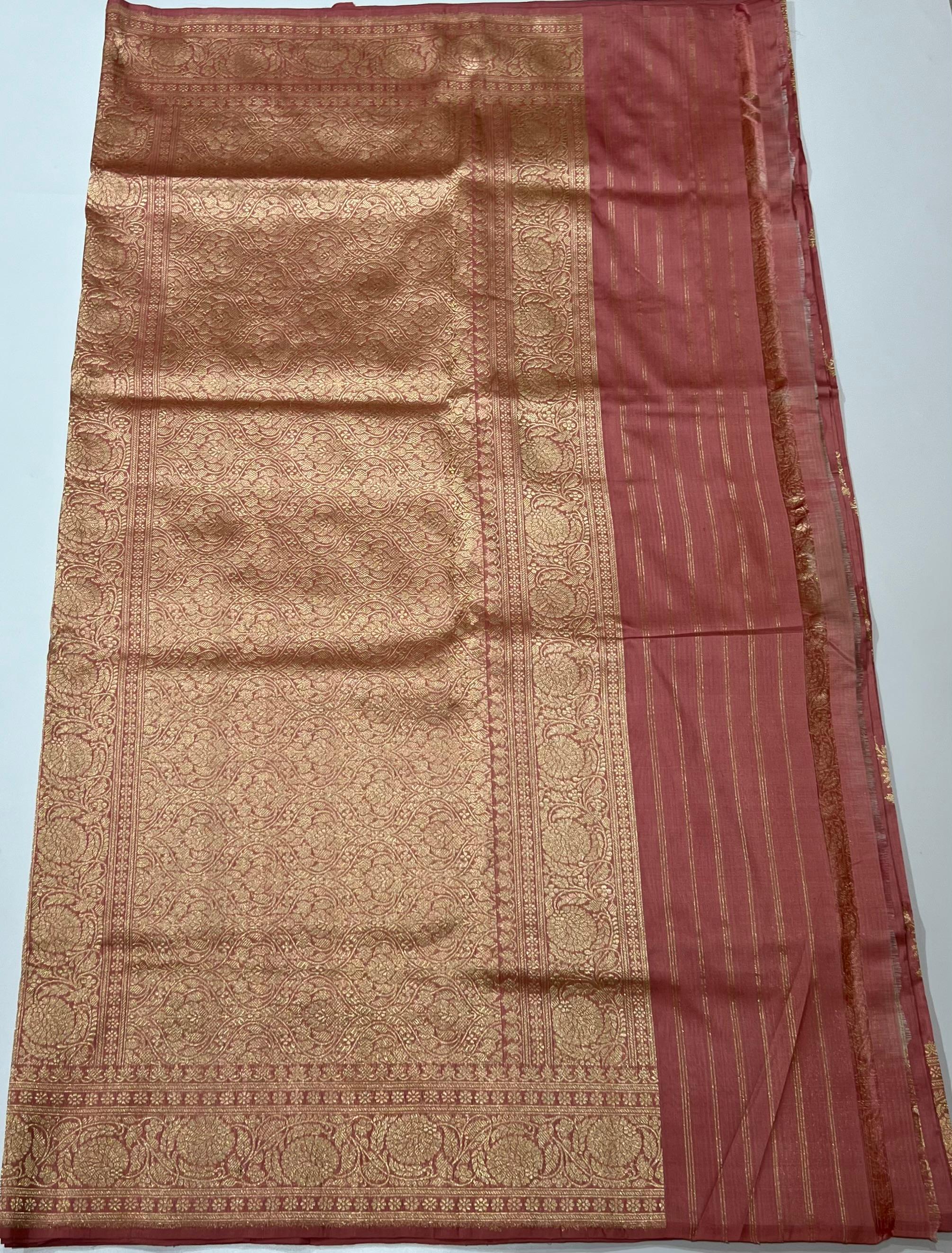 Peach Banarasi saree