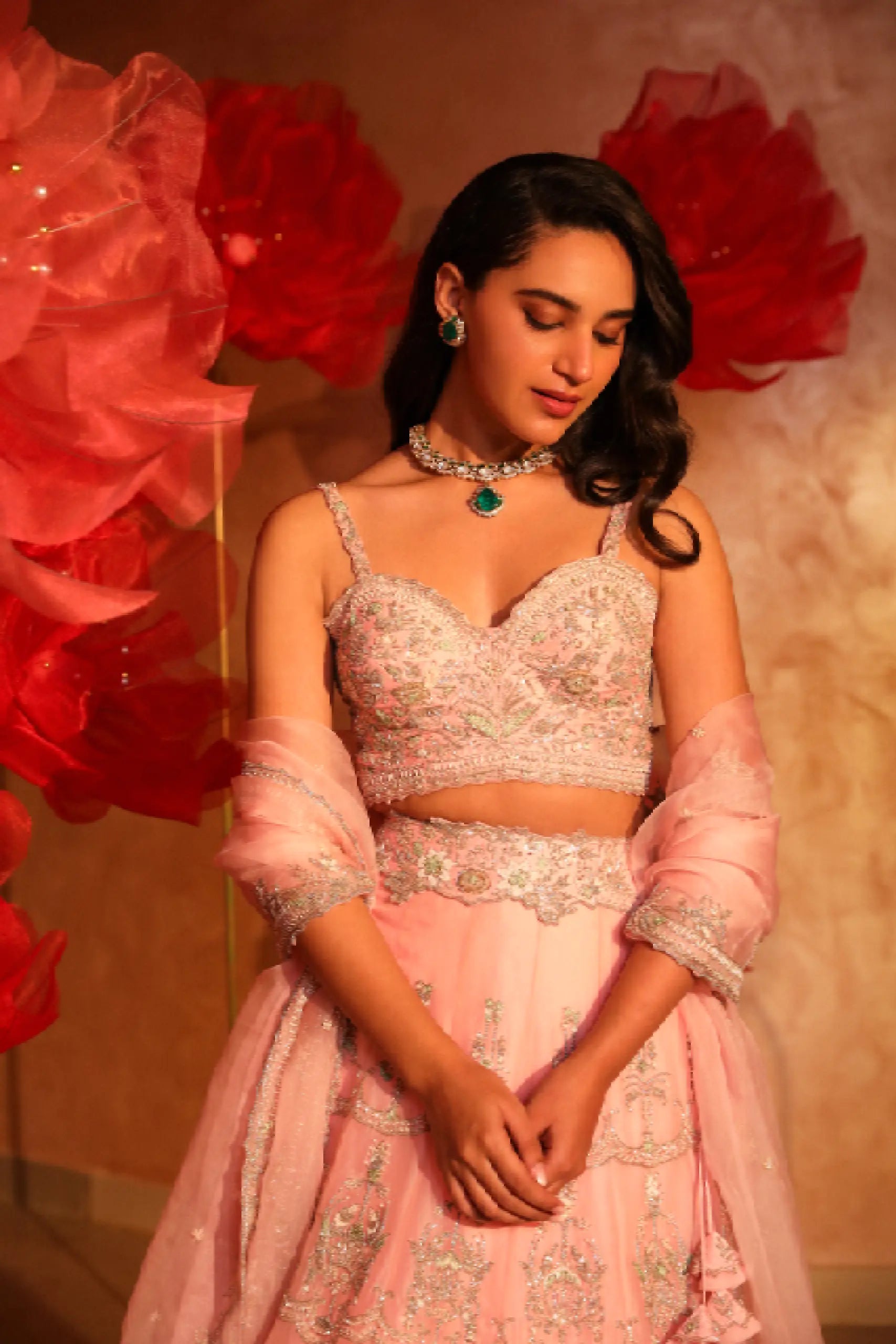 Charismatic Pink Bridal Lehenga Set1