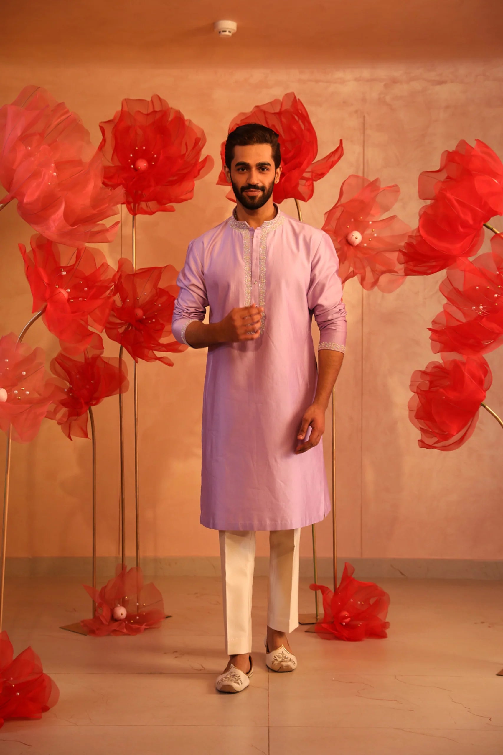 Lavender Embroidered Kurta set