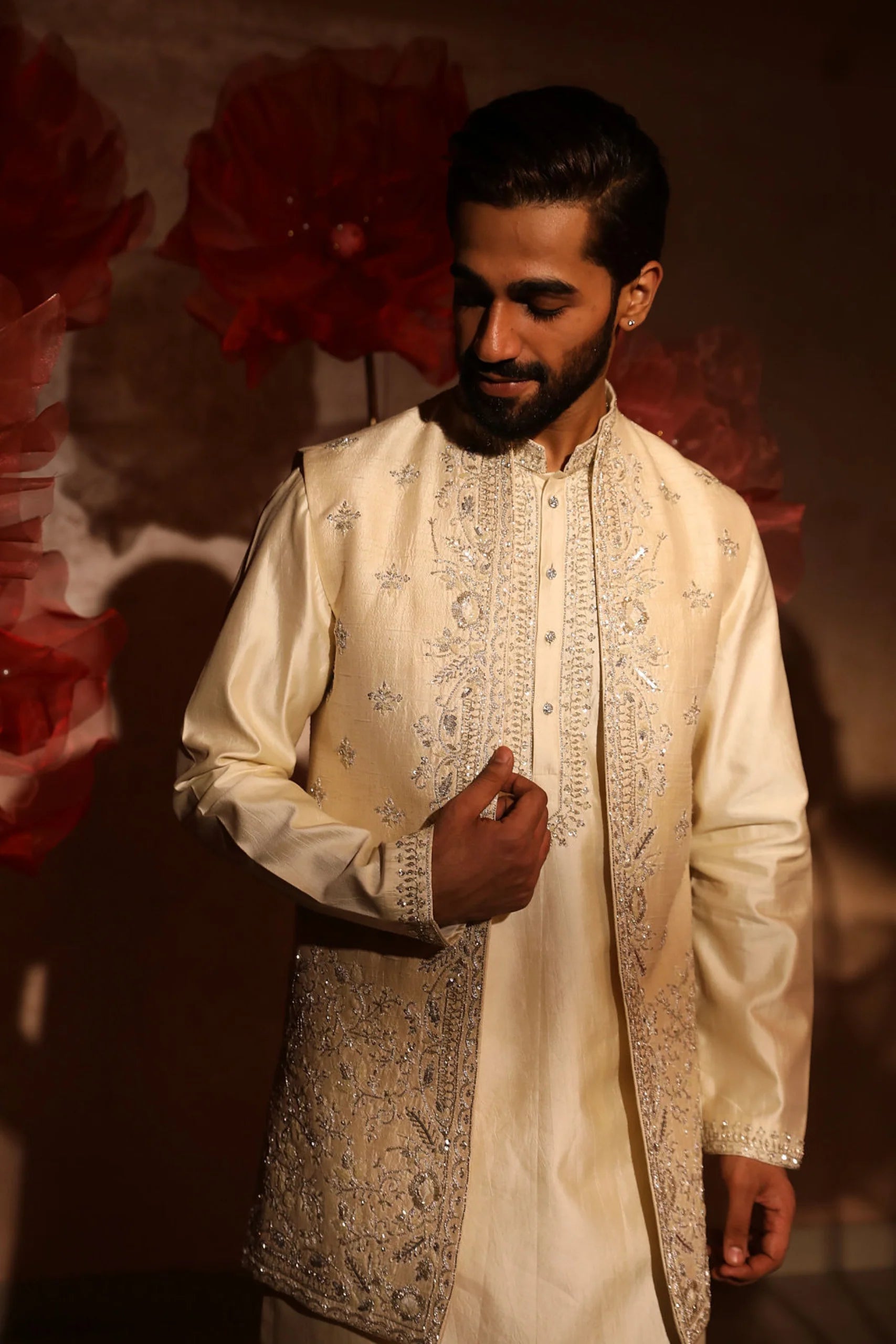 Ivory Quiltted Bandi Set