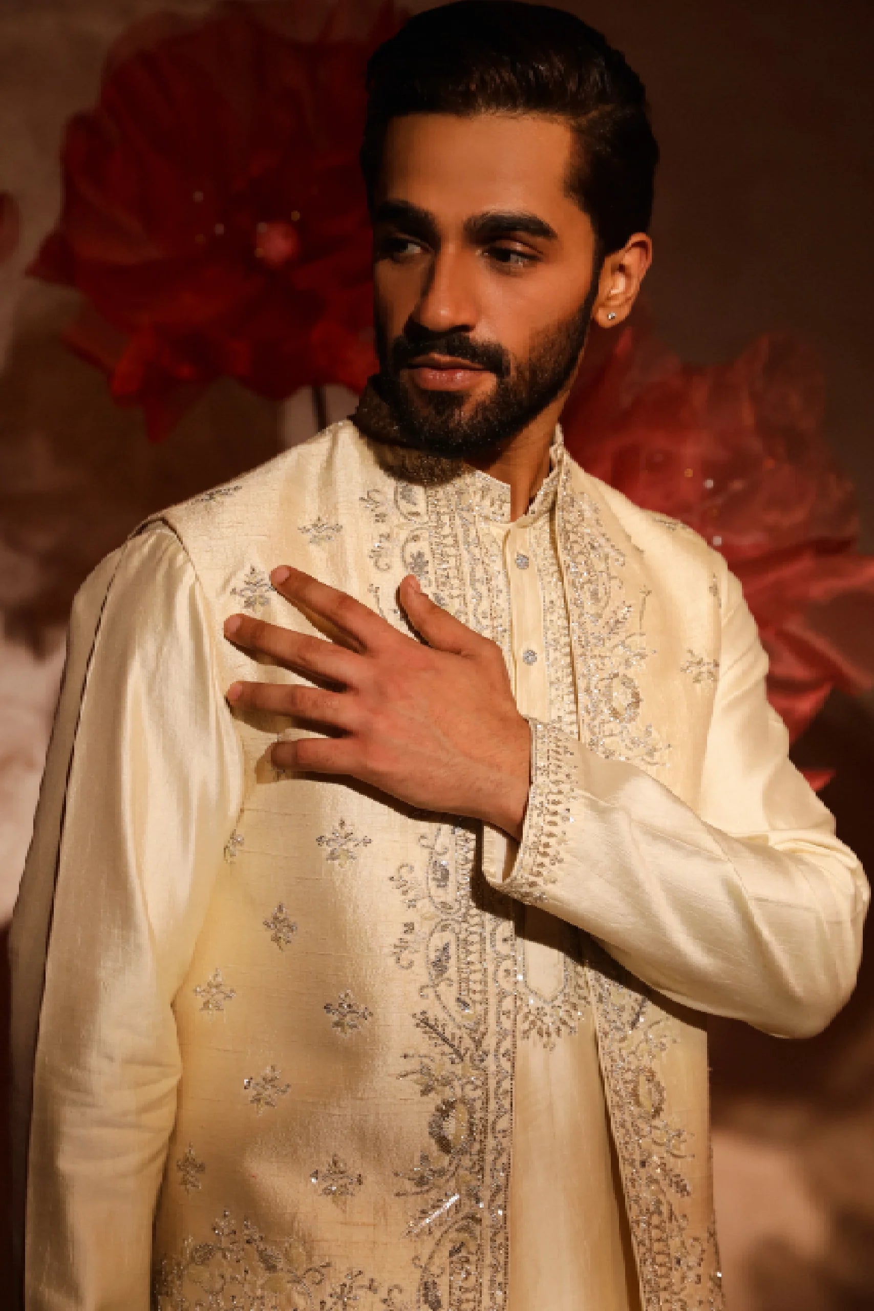 Ivory Quiltted Bandi Set