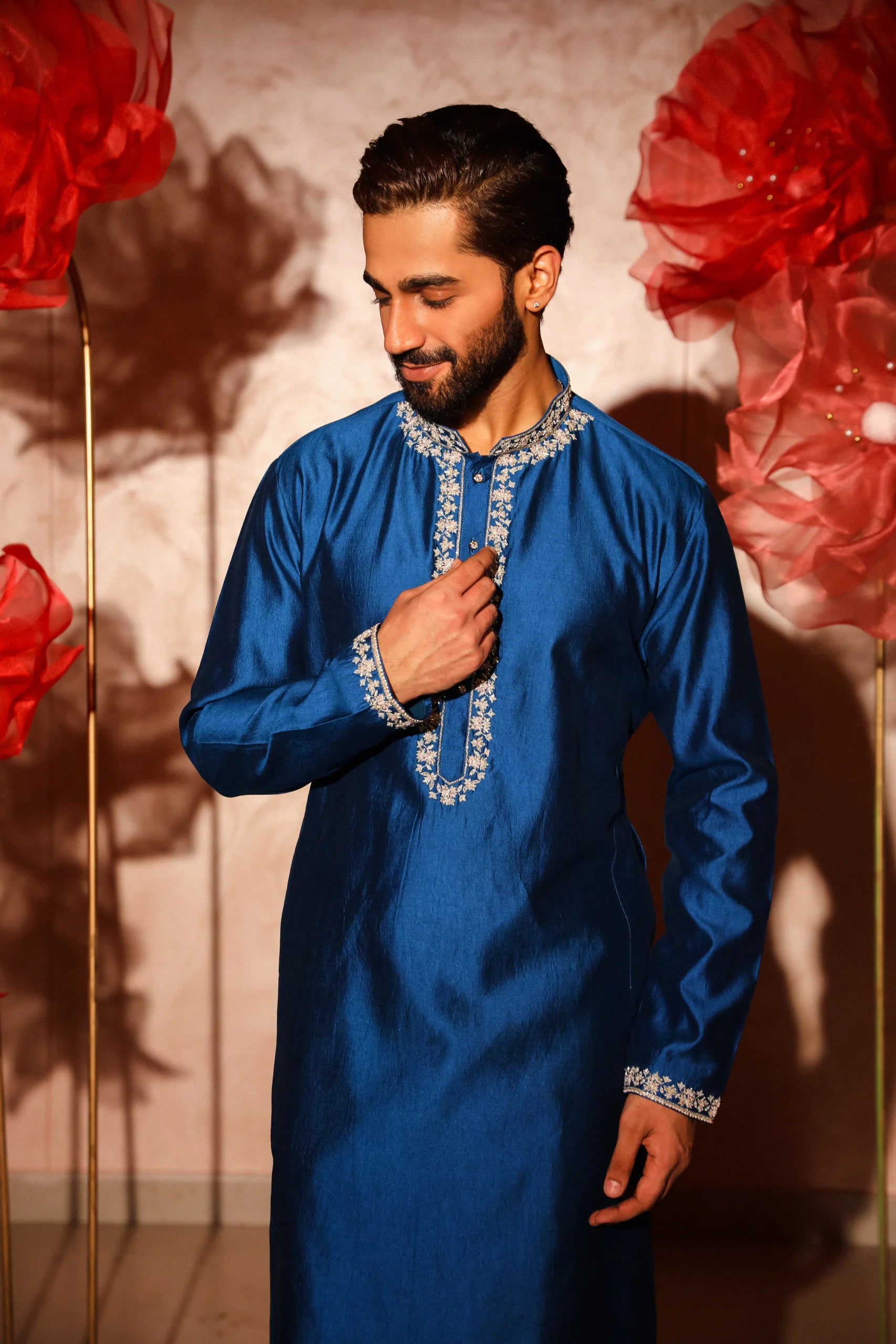 Royal Blue Embroidered Kurta Set