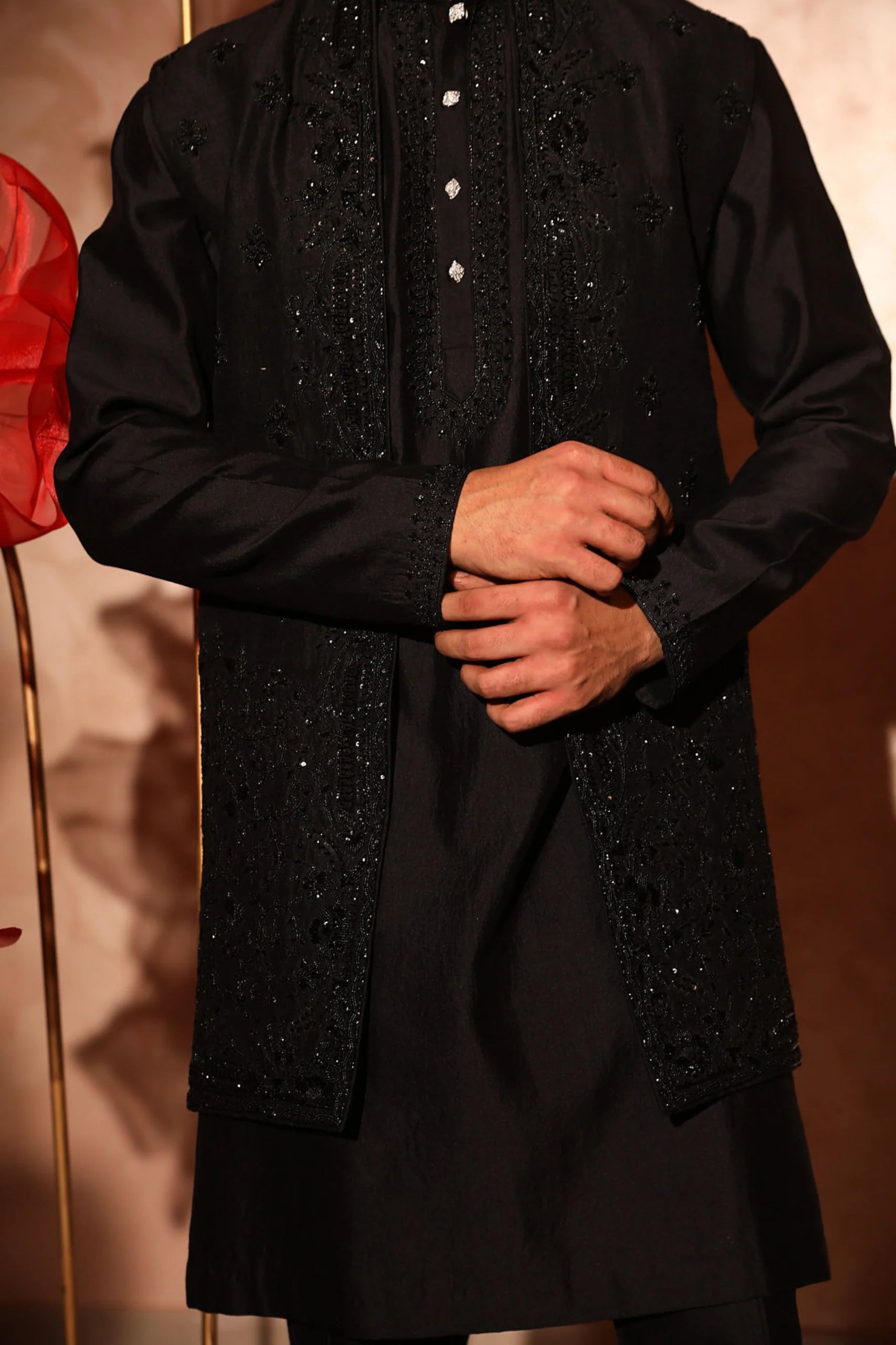 Classy Black Embroidered Bandi Set