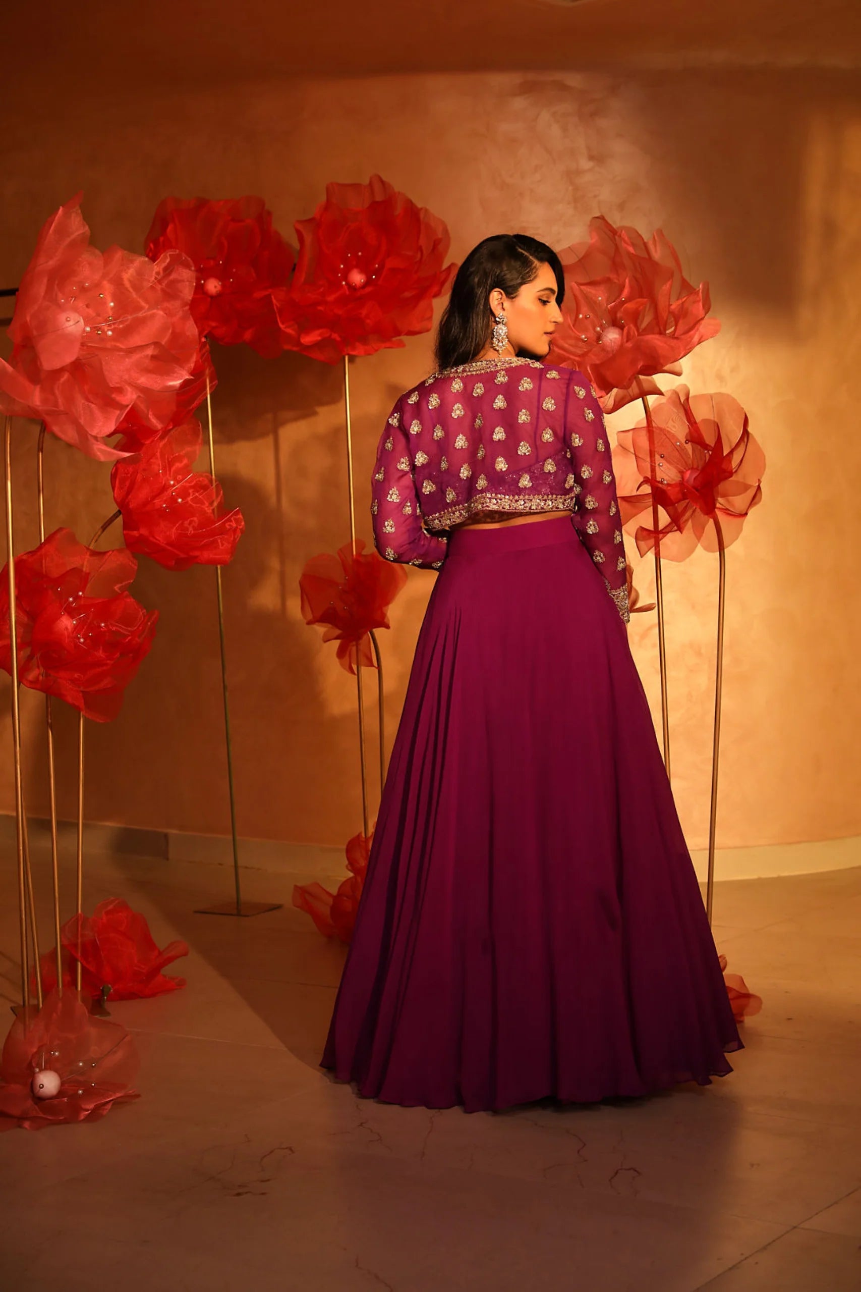 Precious Purple Lehenga Set With embroidered Jacket
