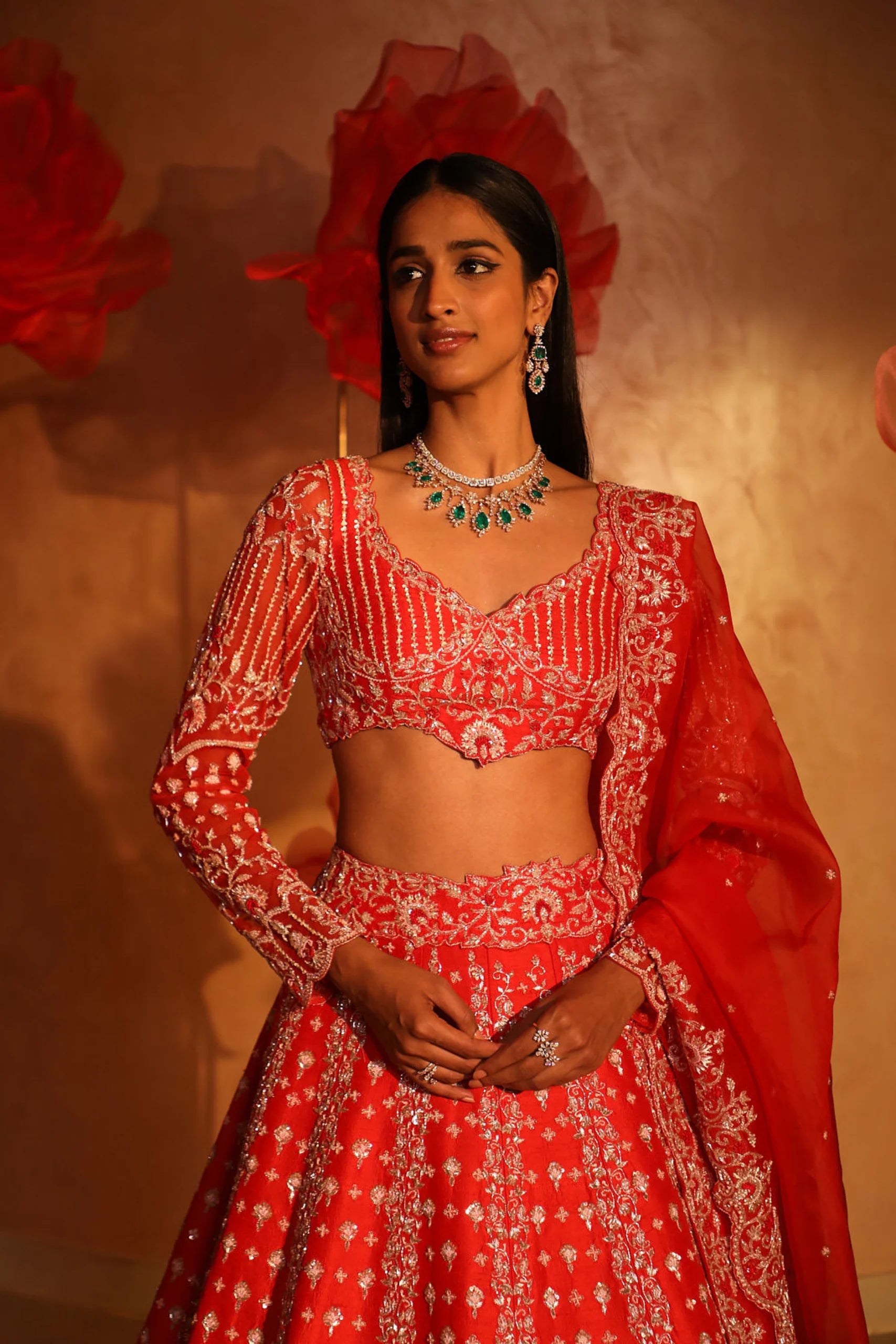 Vermillion Orange Lehenga Set