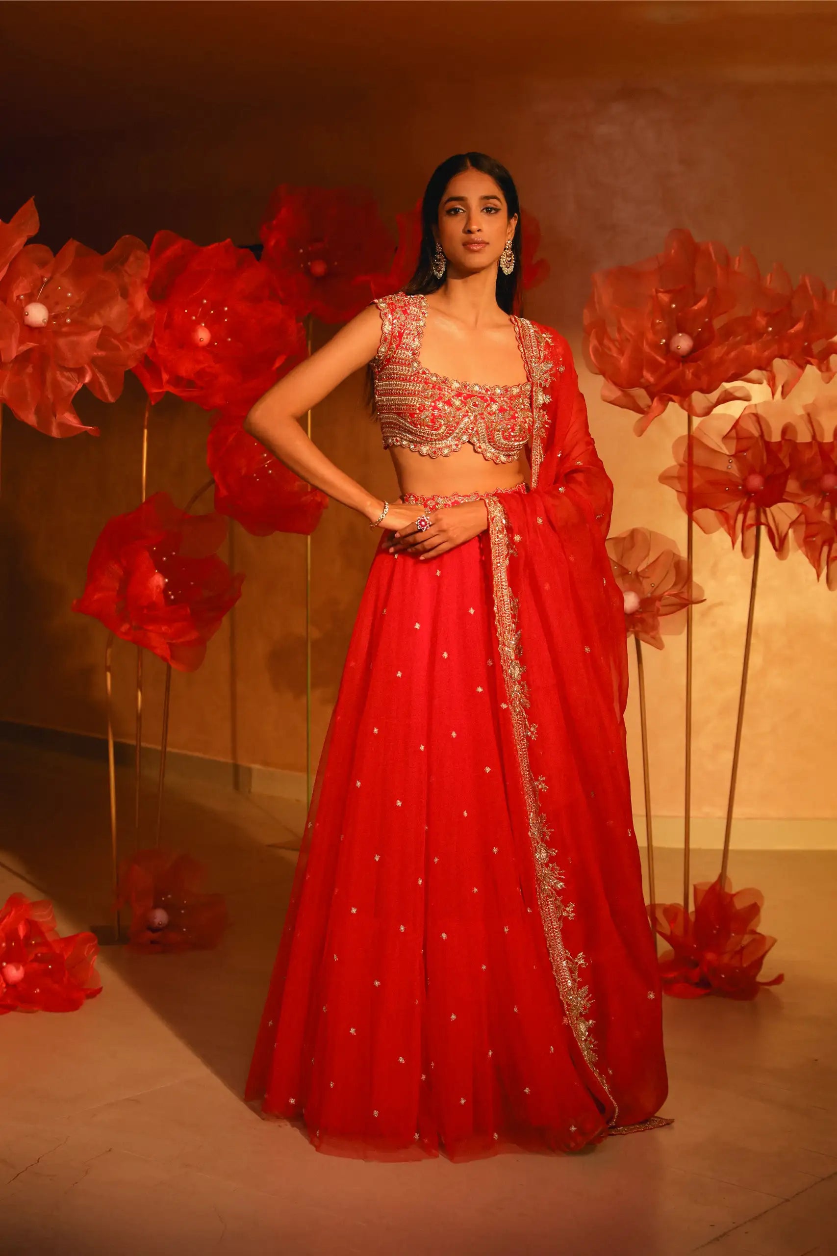 Ruby Red Lehenga Set