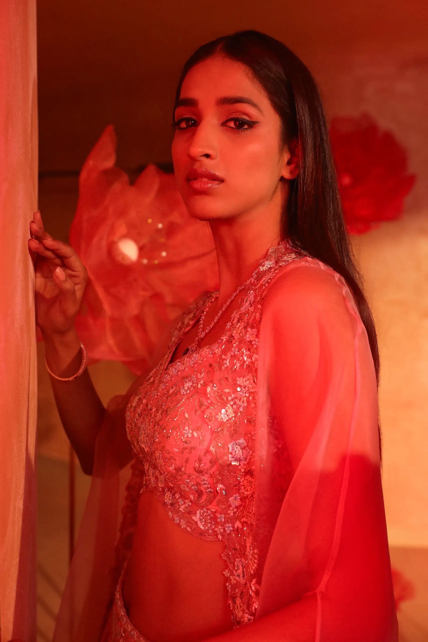 Calica Cameo Pink Lehenga and Cape Set