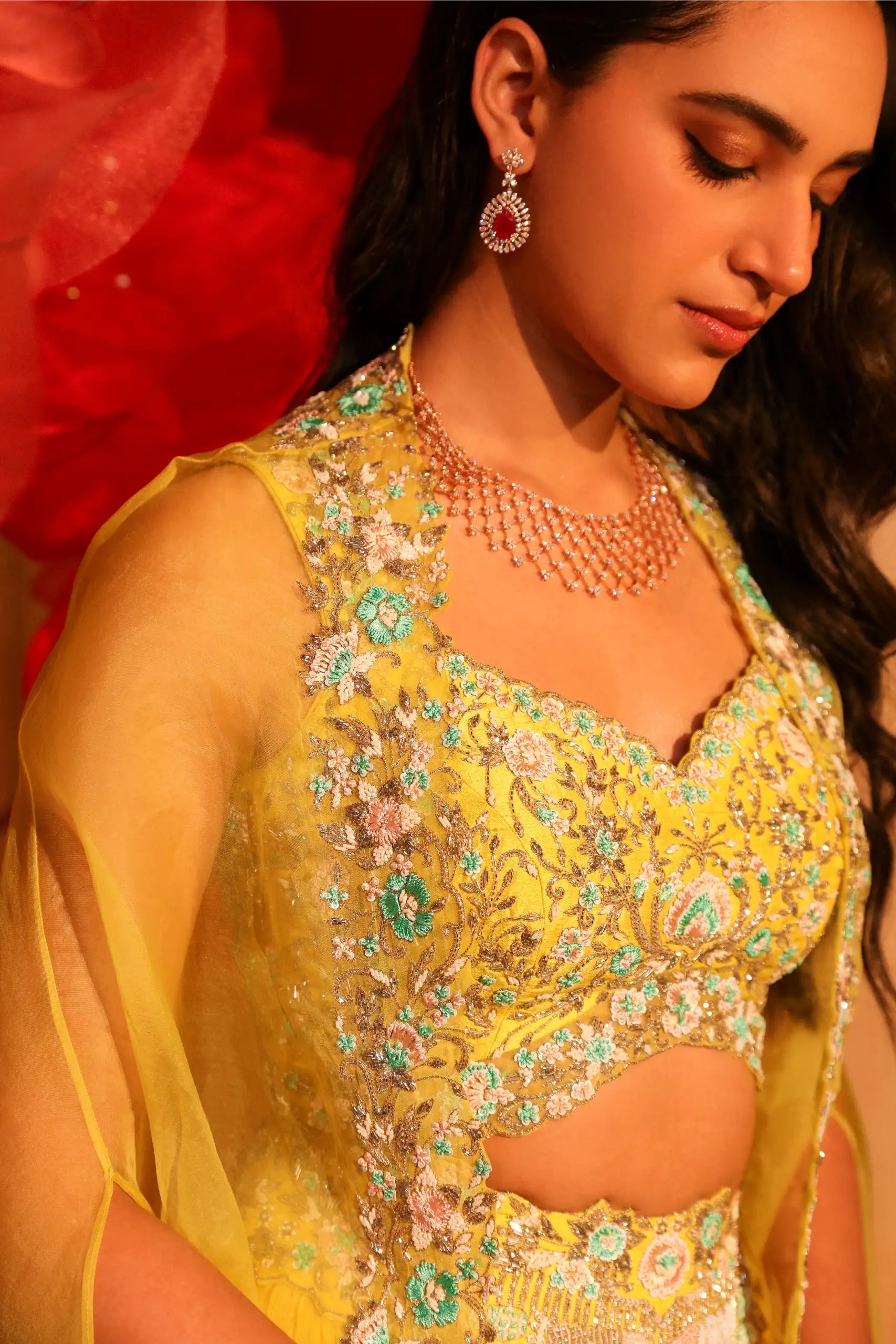 Lemon Yellow Lehenga and Cape Set