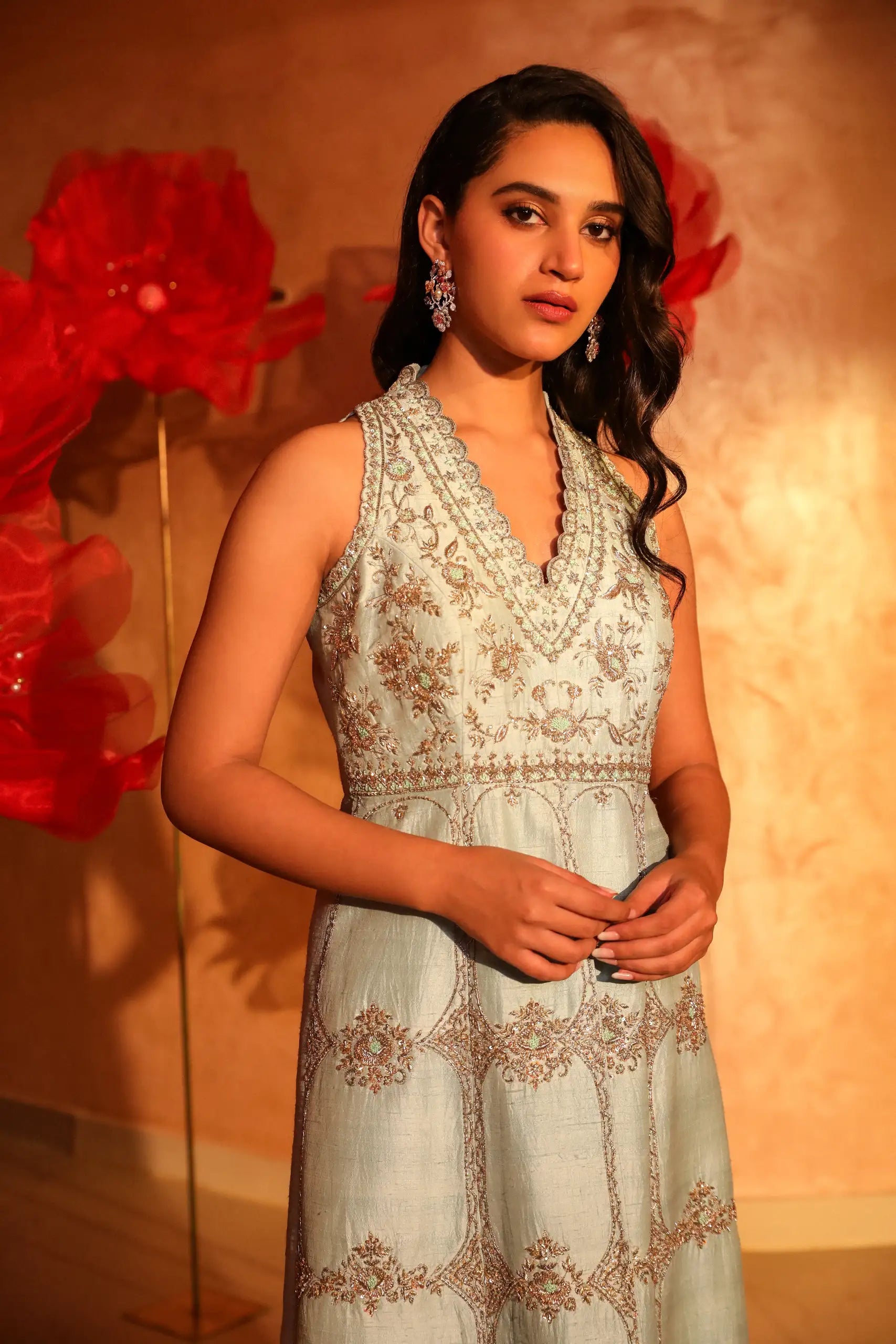 Calming Ice blue Embroidered Kurta Set