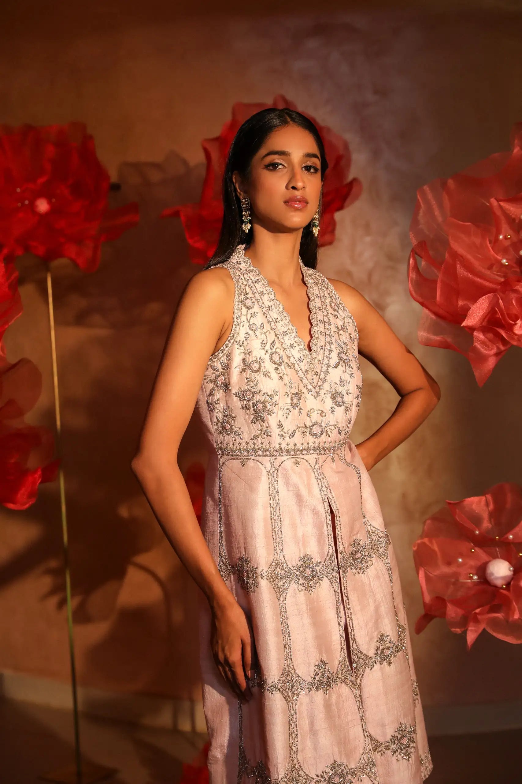 Mauve Lavish Lilac Ivory Embroidered Kurta Set