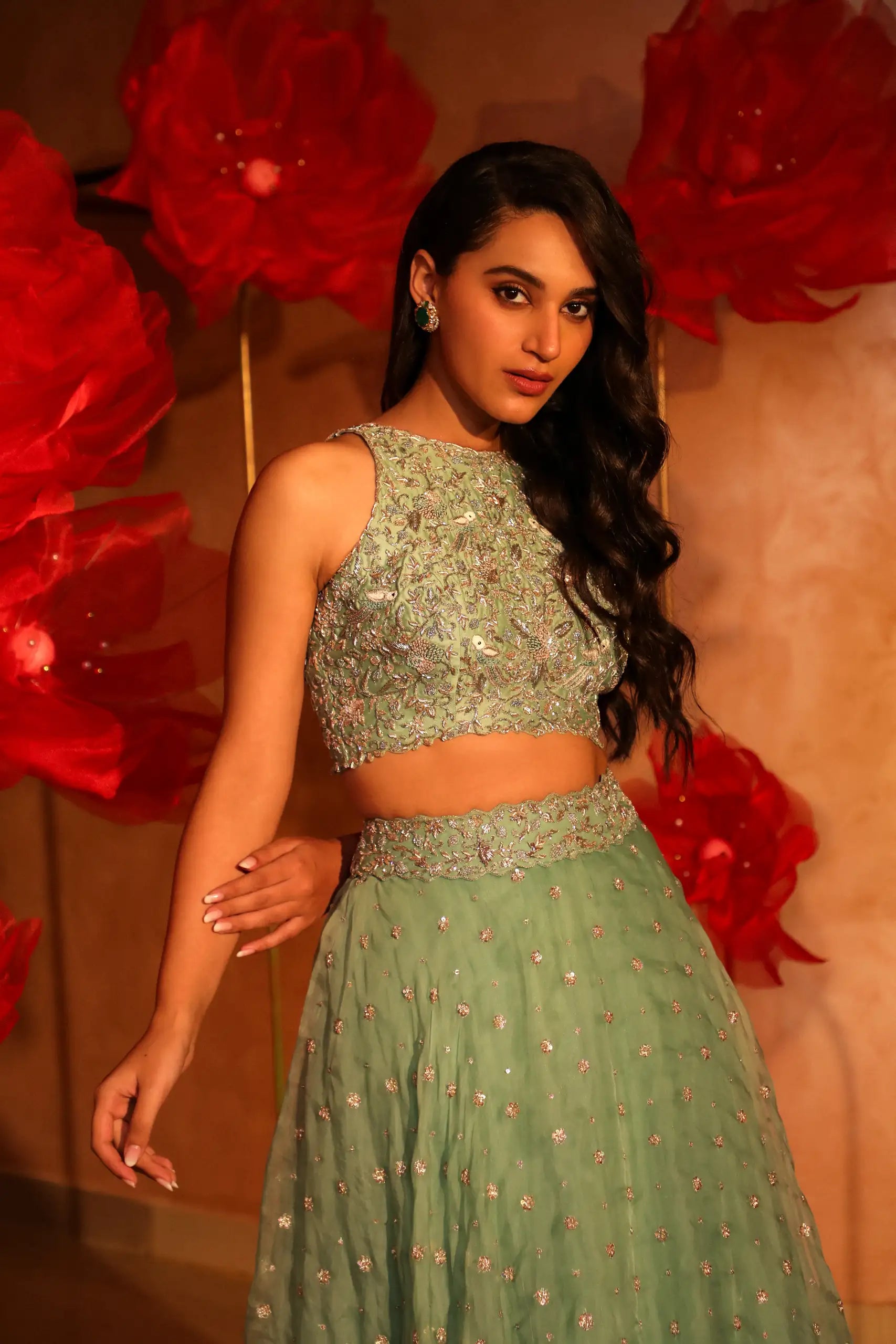 Saccharine Sage Green Lehenga Set1