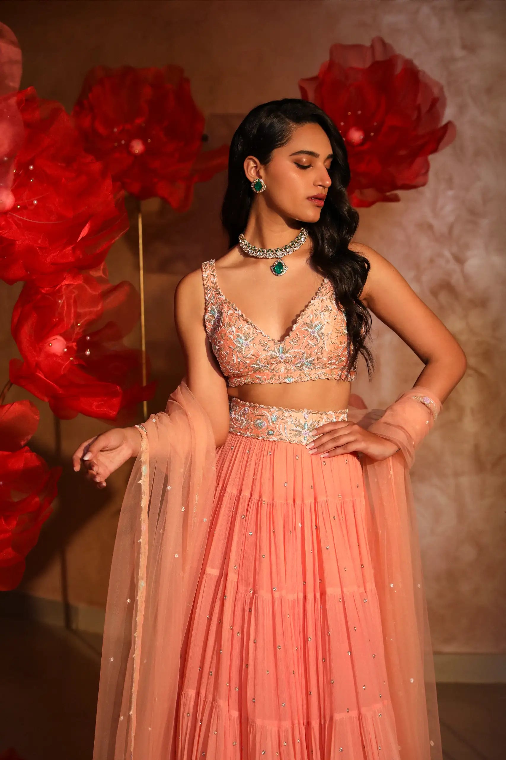 Pristine Peach Lehenga Set 1