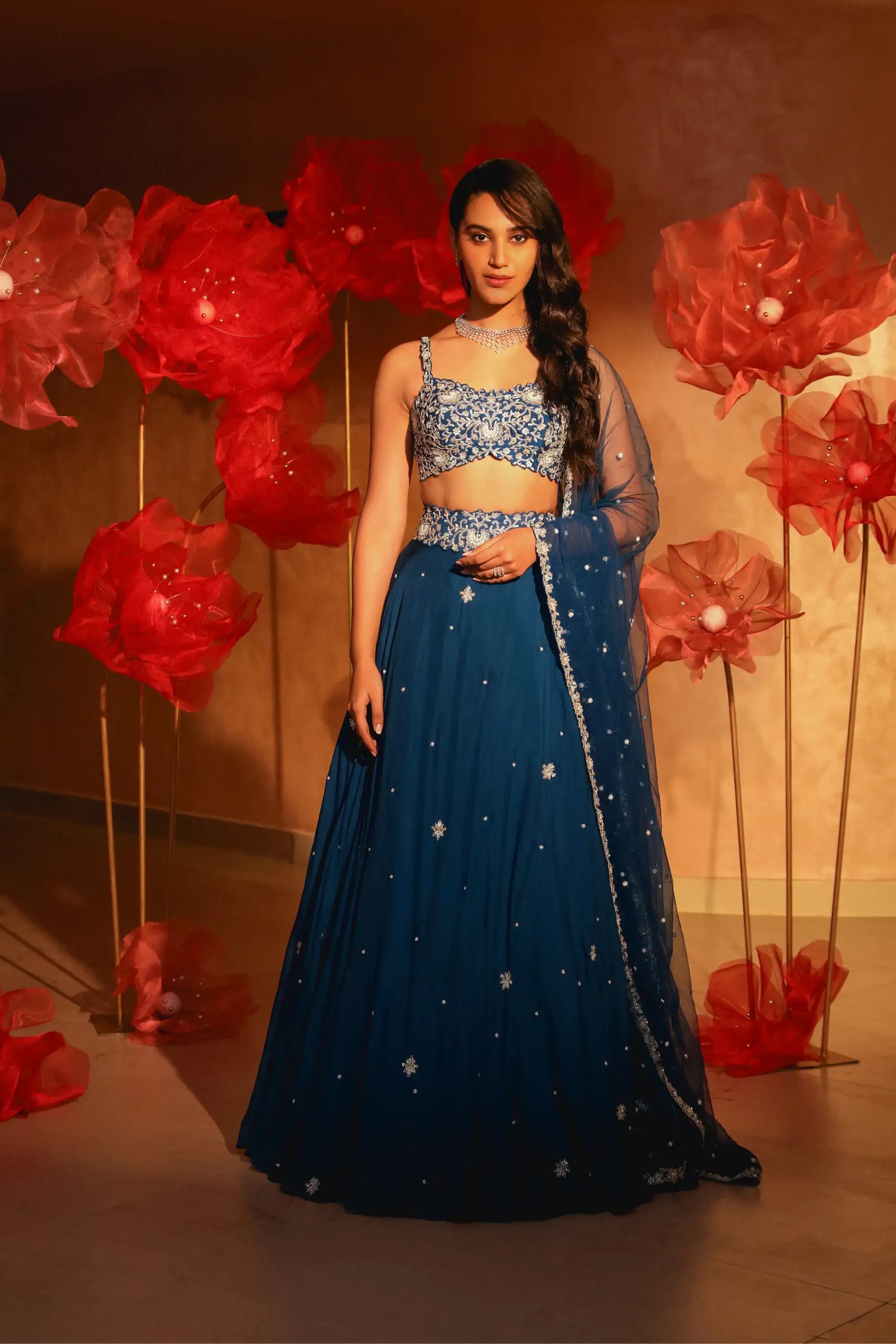 Lavish Teal Blue Lehenga Set1