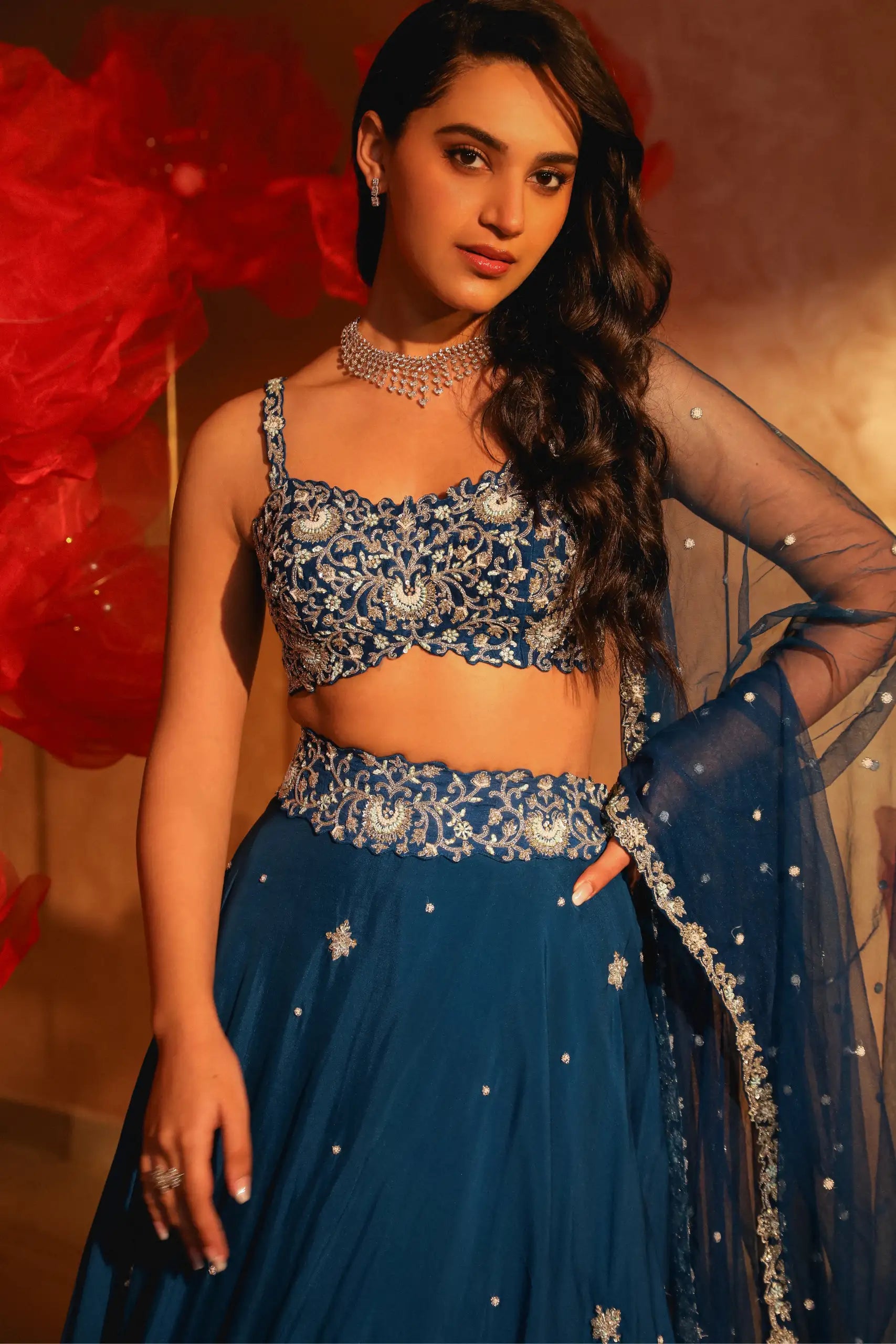 Lavish Teal Blue Lehenga Set1